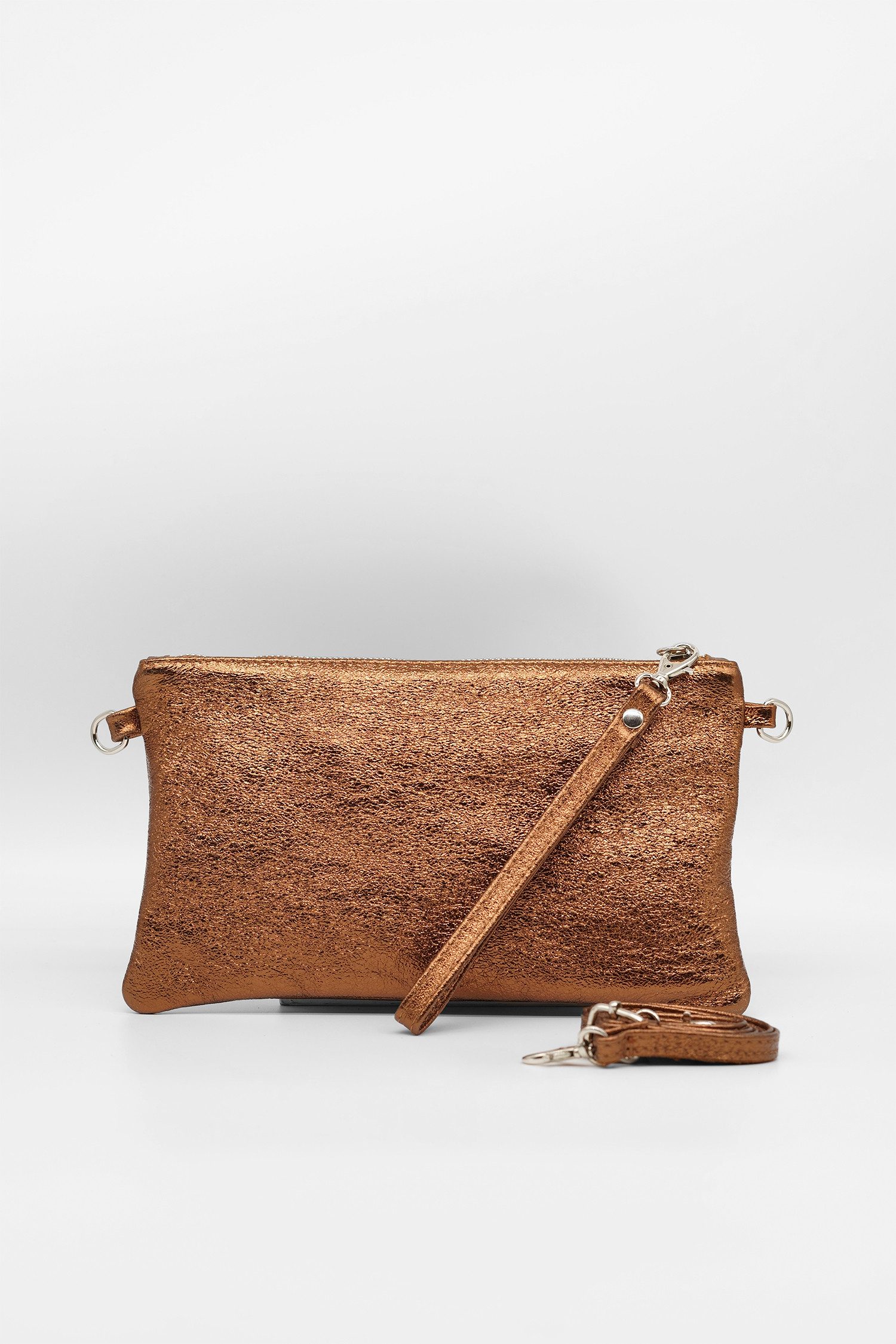 SCENARIO Clutch KAIA in Glanz-Optik, echtes Leder, Made in Italy