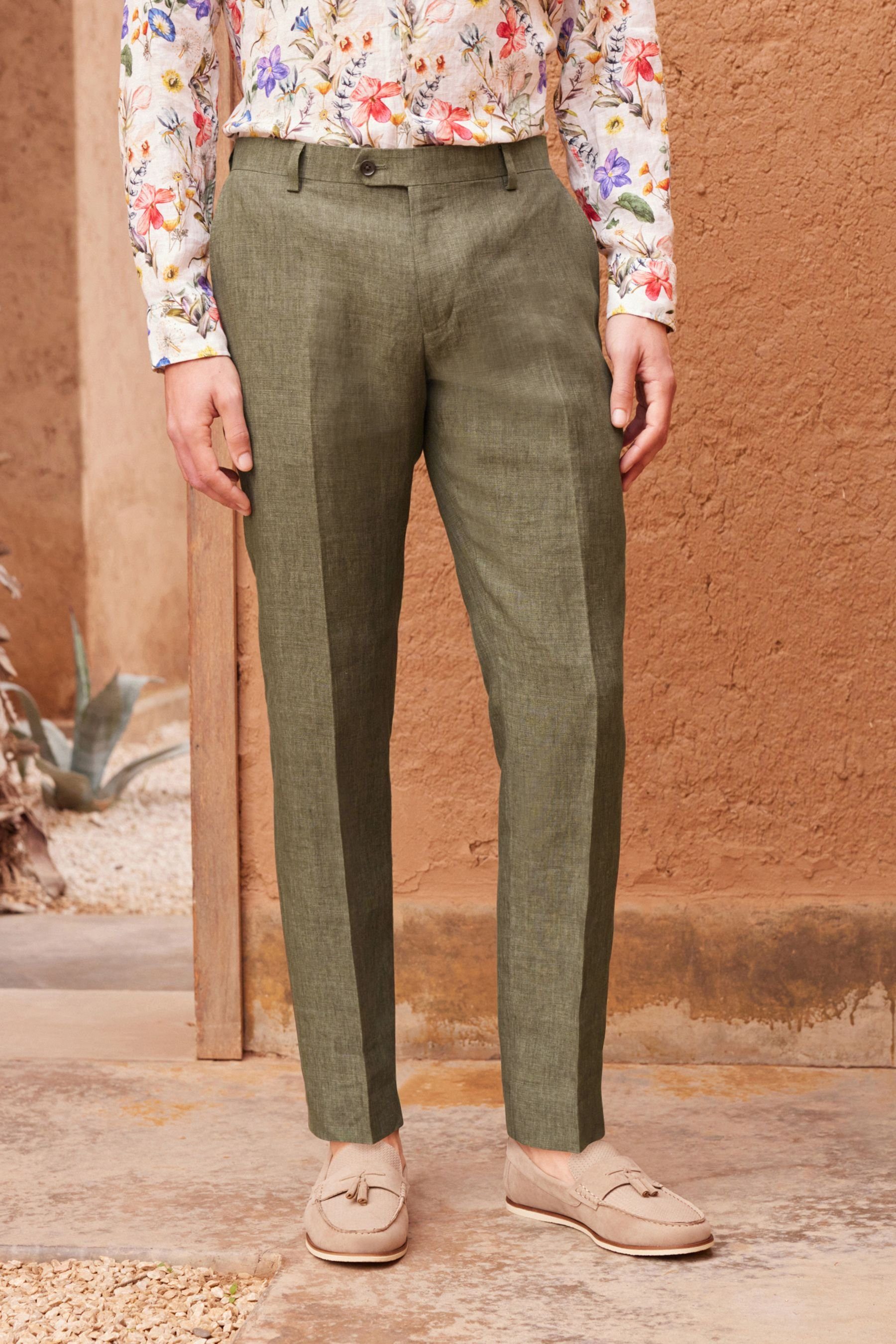 Next aus (1-tlg) Slim Leinen, Anzughose Anzug Hose Fit: