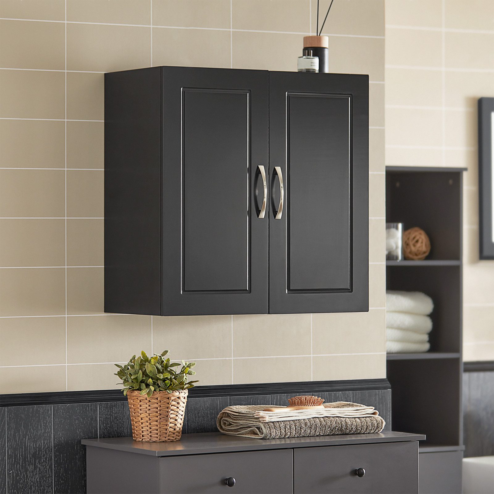 SoBuy Hängeschrank FRG231, Hängeschrank Badezimmerschrank Badschrank Wandschrank Küchenschrank, 30 x 60 x 60 cm, mit 2 Türen, Bad, Küche