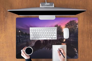 MuchoWow Gaming Mauspad Bild der Keizersgracht in Amsterdam unter einem bunten Himmel (1-St), Büro für Tastatur und Maus, Mousepad Gaming, 90x60 cm, XXL, Großes