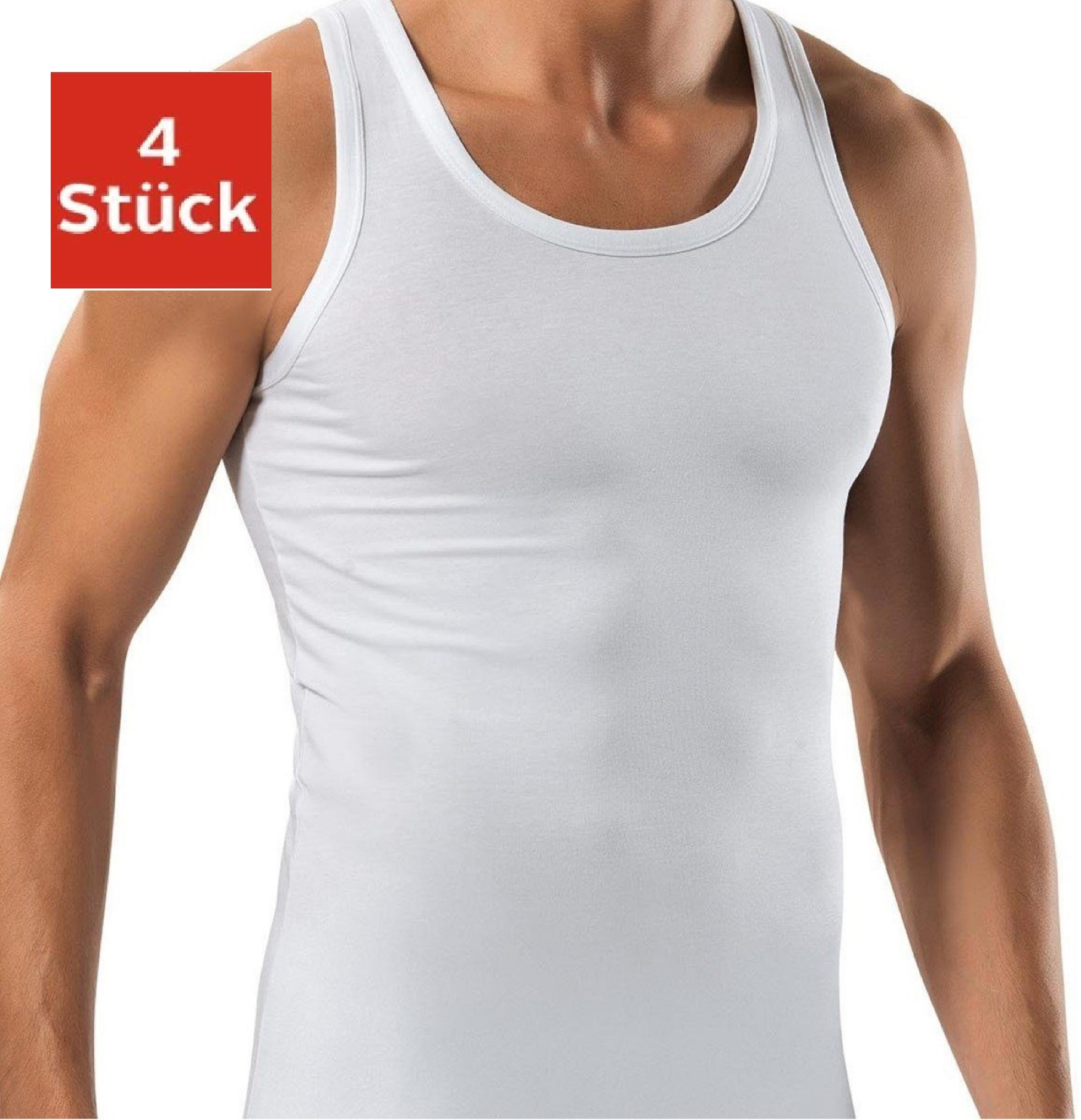 DDOnlineShop Unterhemd 4er Sparset Tank-Top für Herren, 100% Baumwolle Weiß günstig online kaufen