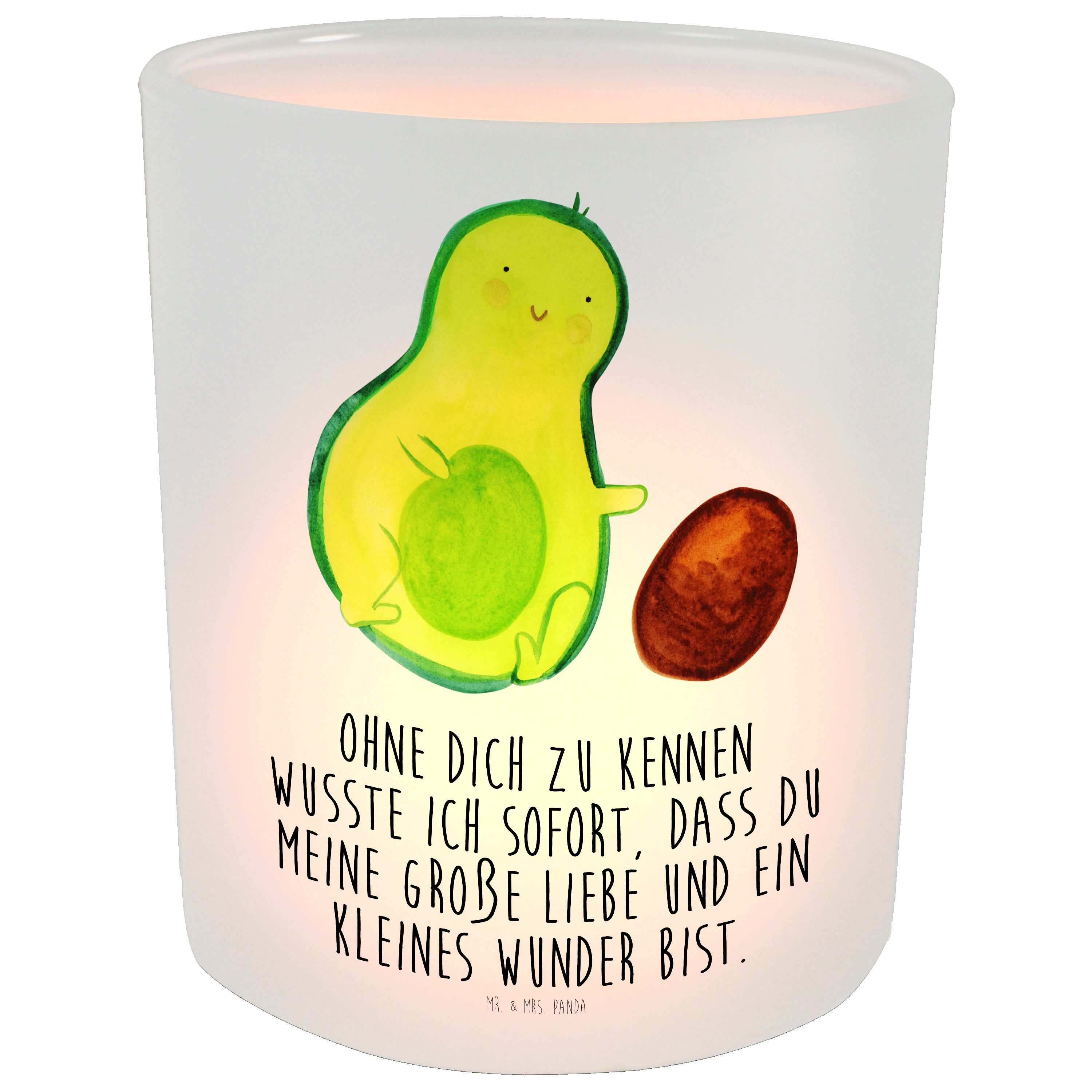 Mr. & Mrs. Panda Windlicht Avocado Kern rollt Transparent Geschenk