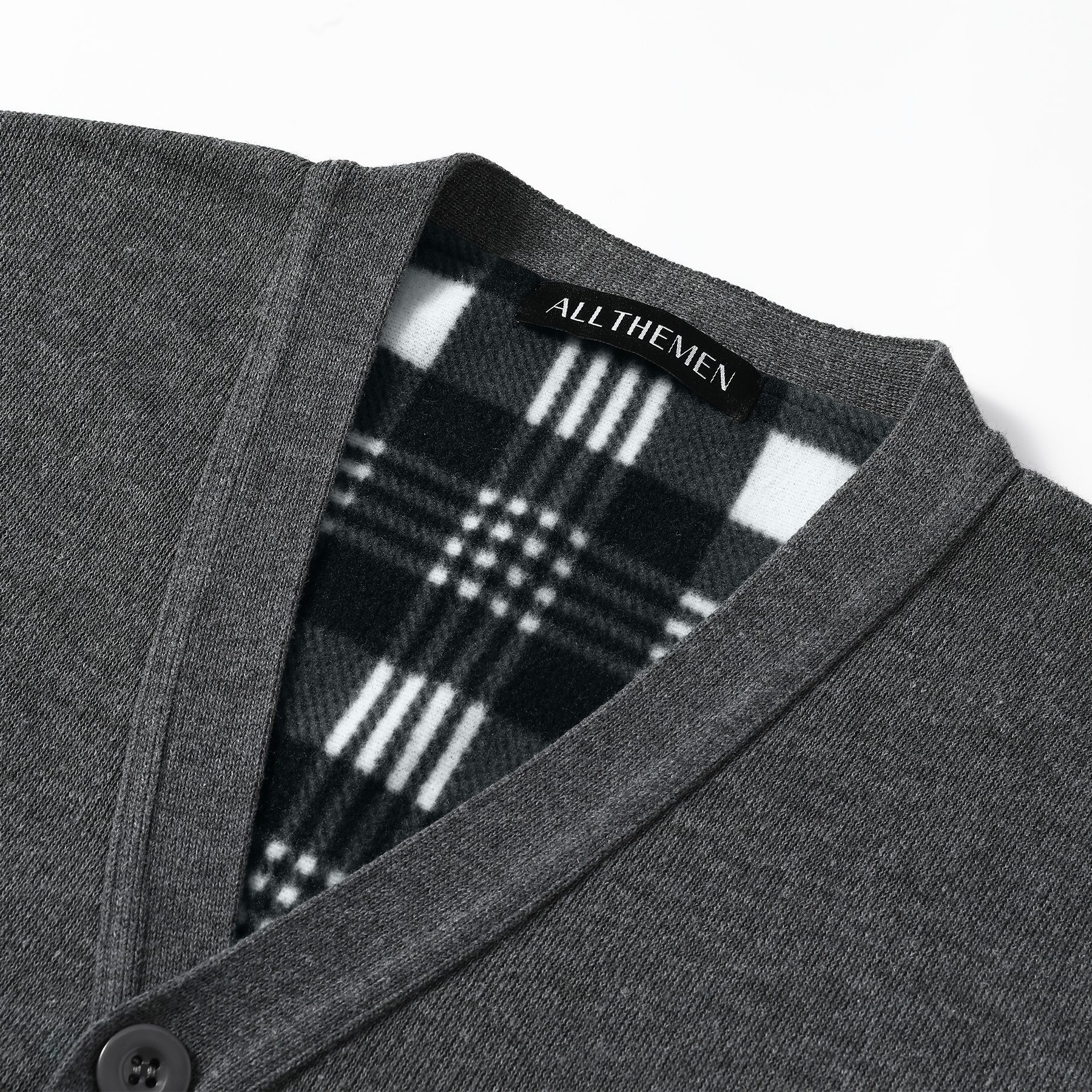 Allthemen Strickweste Herren Britische Strickweste mit V-Ausschnitt winddicht mit Futter – Bild 4 von 5