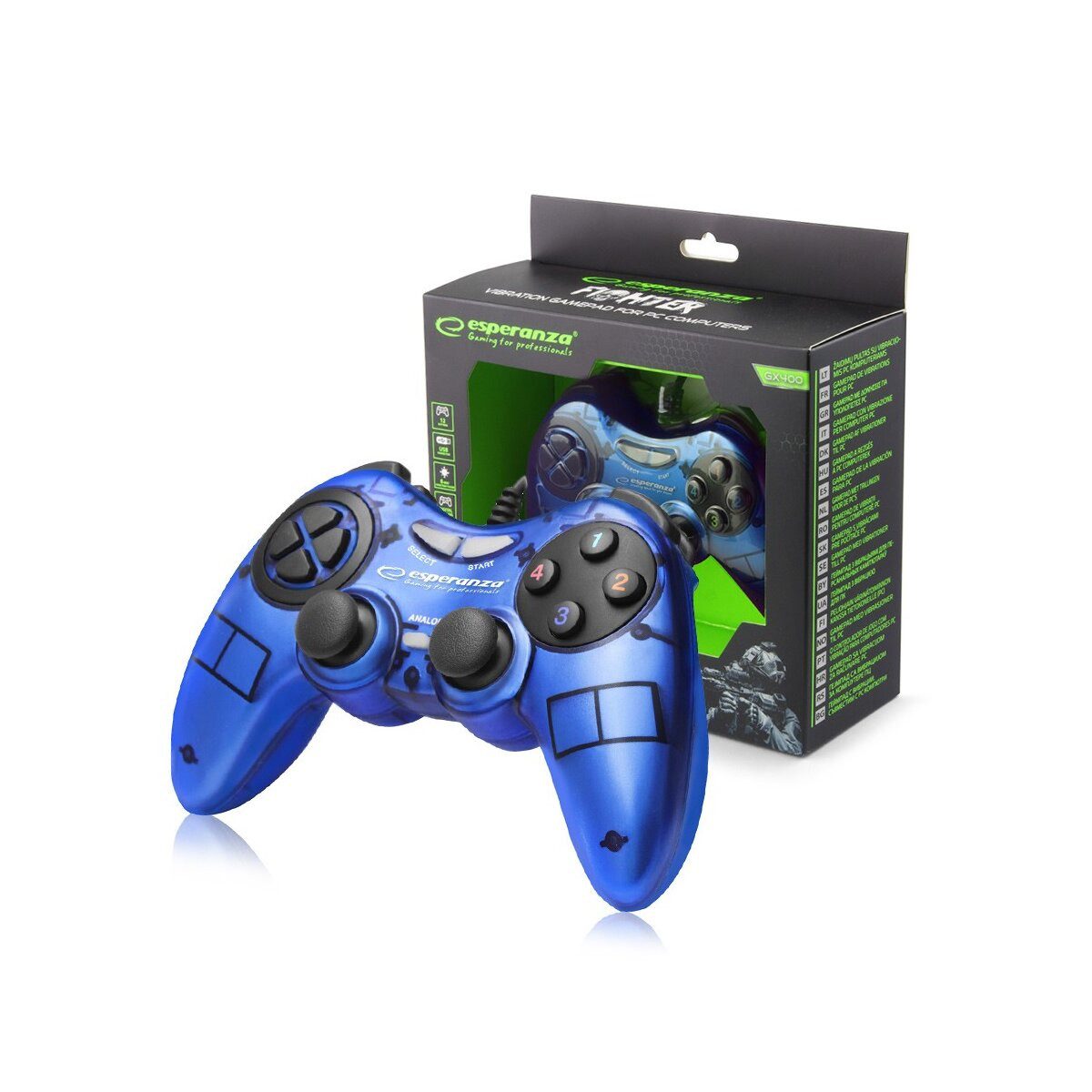 Esperanza Esperanza Fighter USB Gamepad PC Blau Gaming-Controller (1 St)