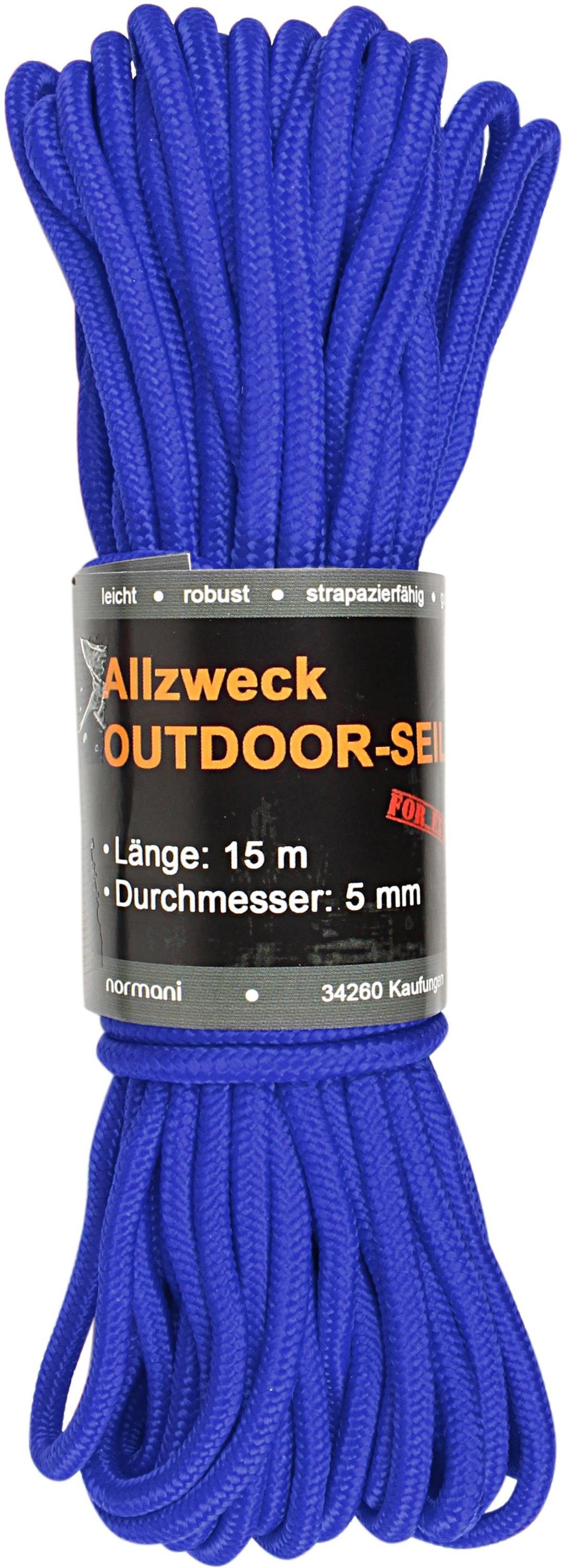 normani Allzweck-Outdoor-Seil 5 mm x 15 m Chetwynd Seil, Stabiles Polypropylen-Seil für Caravan,Zelt,Boot -belastbar bis 250 kg. € 11,95, (€ 0,80 pro 1 m).