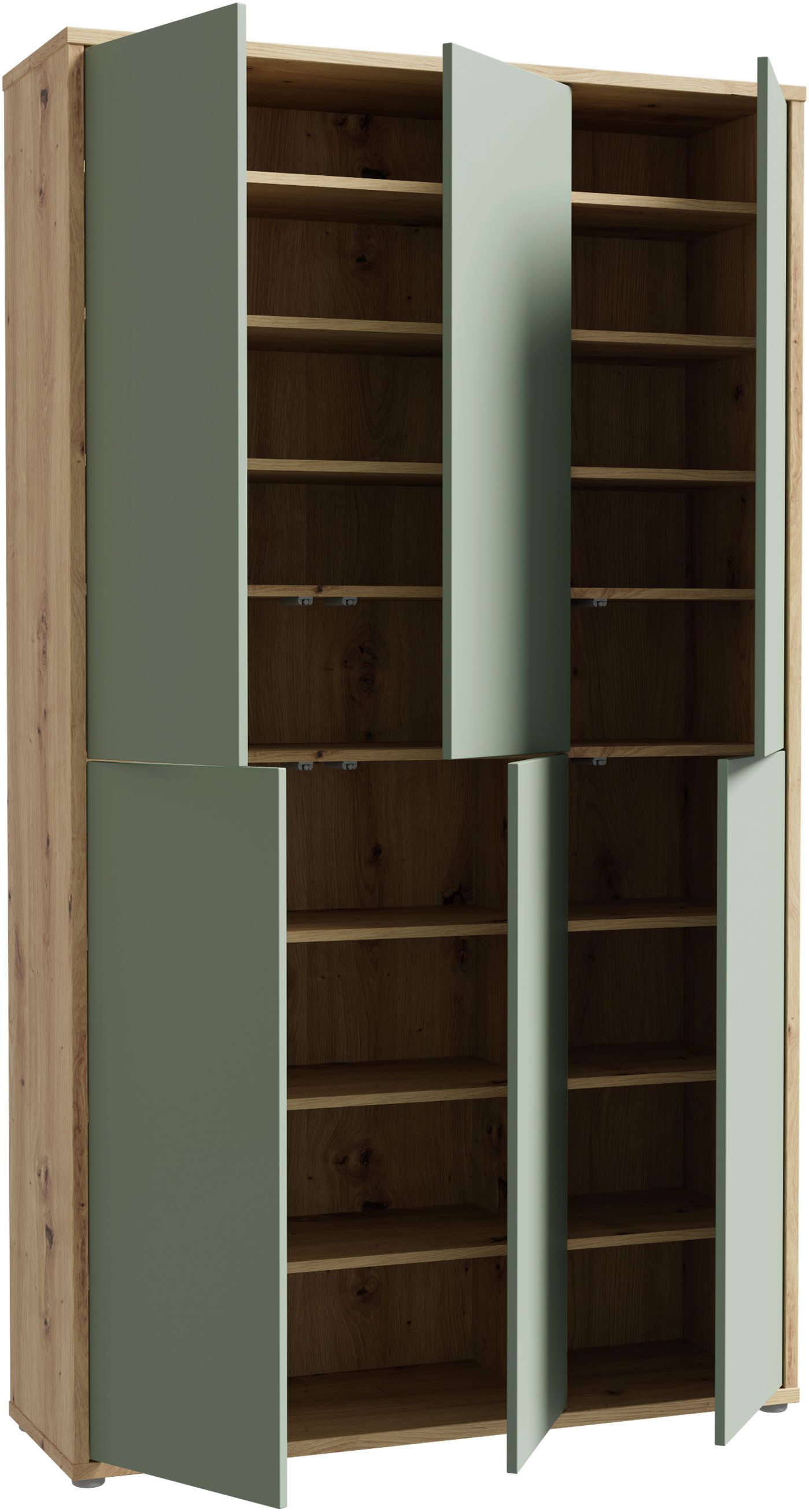 FORTE Schuhschrank Alice Springs, Schuhschrank, B/H/T 109,2/191,9/34,9 cm, 36 Paar Schuhe (B/H/T 109,2/191,9/34,9 cm) Stauraumschrank, Mehrzweckschrank, (B/H 109cm x 192cm), mit 16 Böden