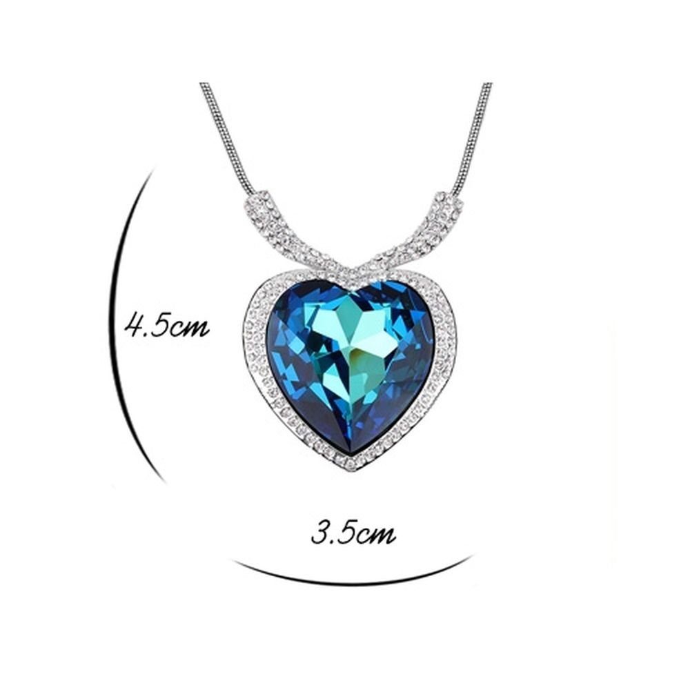 Halskette Messing (1-tlg., BUNGSA Organza), Anhänger für Damen Kette Silber inkl. Heart Necklace Blue mit aus Schmuckbeutel Kette
