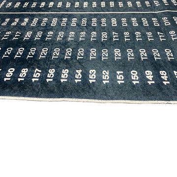 Teppich Schwarze Dartmatte mit weiß grauen Abwurflinien, Carpetia, rechteckig, Höhe: 6 mm