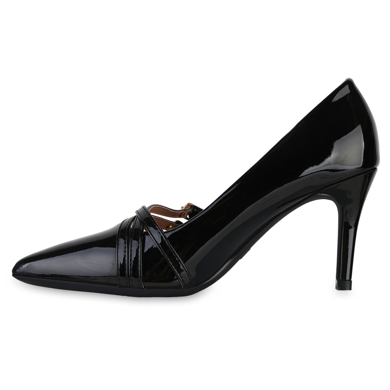 VAN HILL 841480 Pumps Damen Spitze Pumps Schnallen Stiletto Absatzschuhe La günstig online kaufen