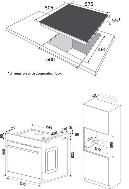 Amica Backofen-Set BOXI 955 000 E, mit 2-fach-Teleskopauszug, 2fach-Teleskopauszug, Heißluft, XXL Volumen