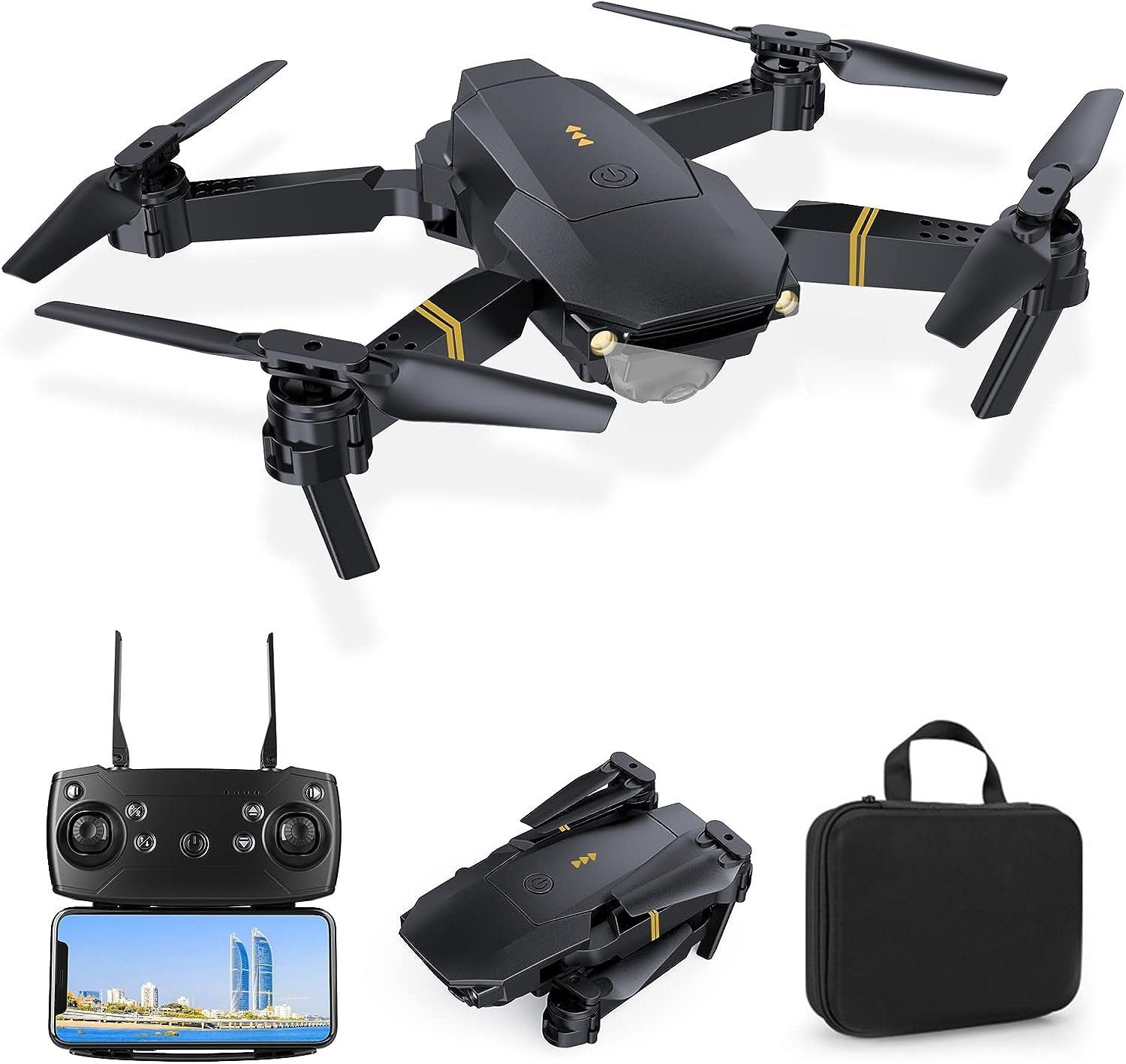 NAUXIU Drohne mit Kamera Anfänger für Drohne Quadcopter (Gold) mit Kinder Drone HD 1080P, 4K HD (4K Drohne FPV 1080P, RC