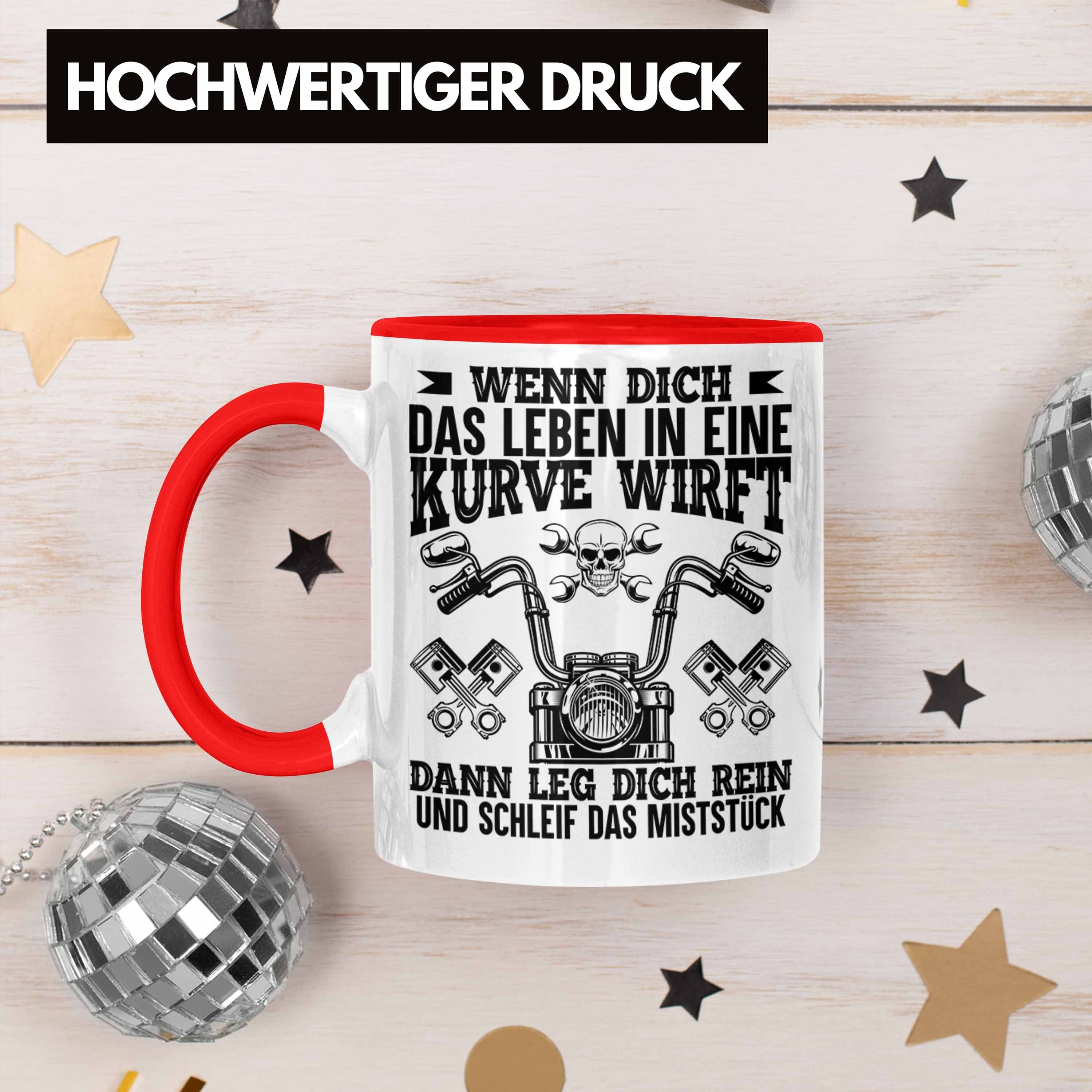 Spruch - Motorrad Lustige Männer Grafik Geschenkidee für Mann Tasse Trendation Trendation Geschenk Motorradfahrer Rot Tasse