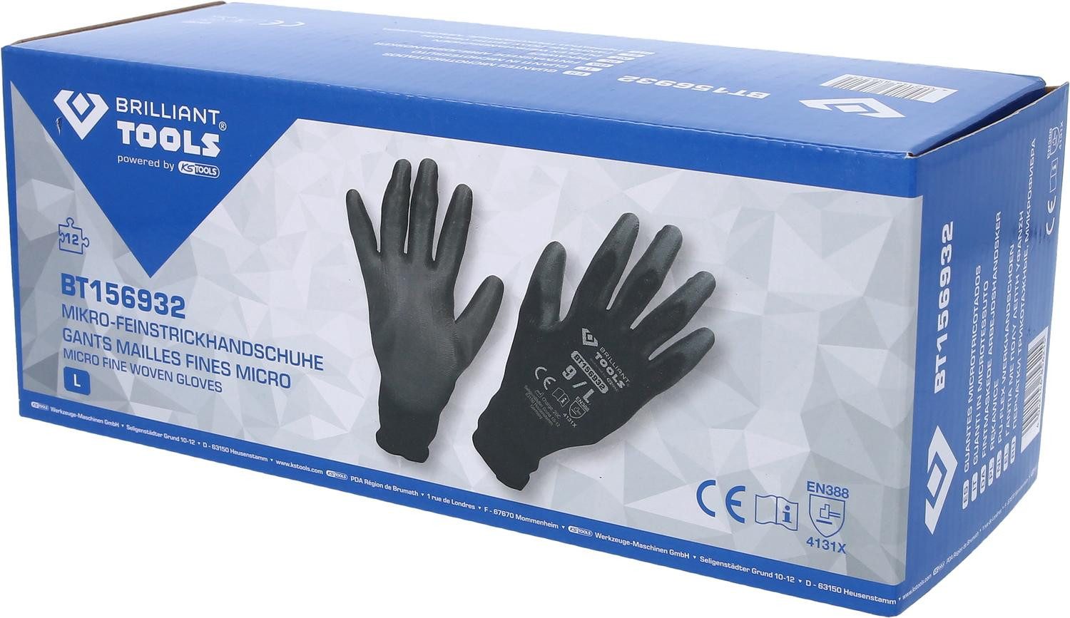 Brilliant Tools Arbeitshandschuhe Mikro-Feinstrickhandschuhe, Größe 9 / L
