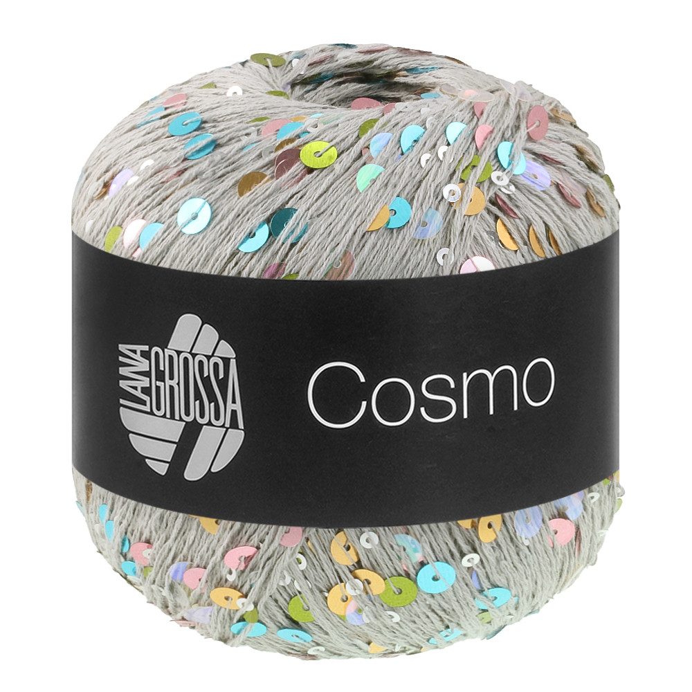 LANA GROSSA COSMO Beilaufgarn mit großen und kleinen Pailletten Häkelwolle, 260 m (Beilaufgarn aus Baumwolle mit großen und kleinen Pailletten, Für Pullover, Cardigans, Westen, Ponchos und Accessoires), 100 g