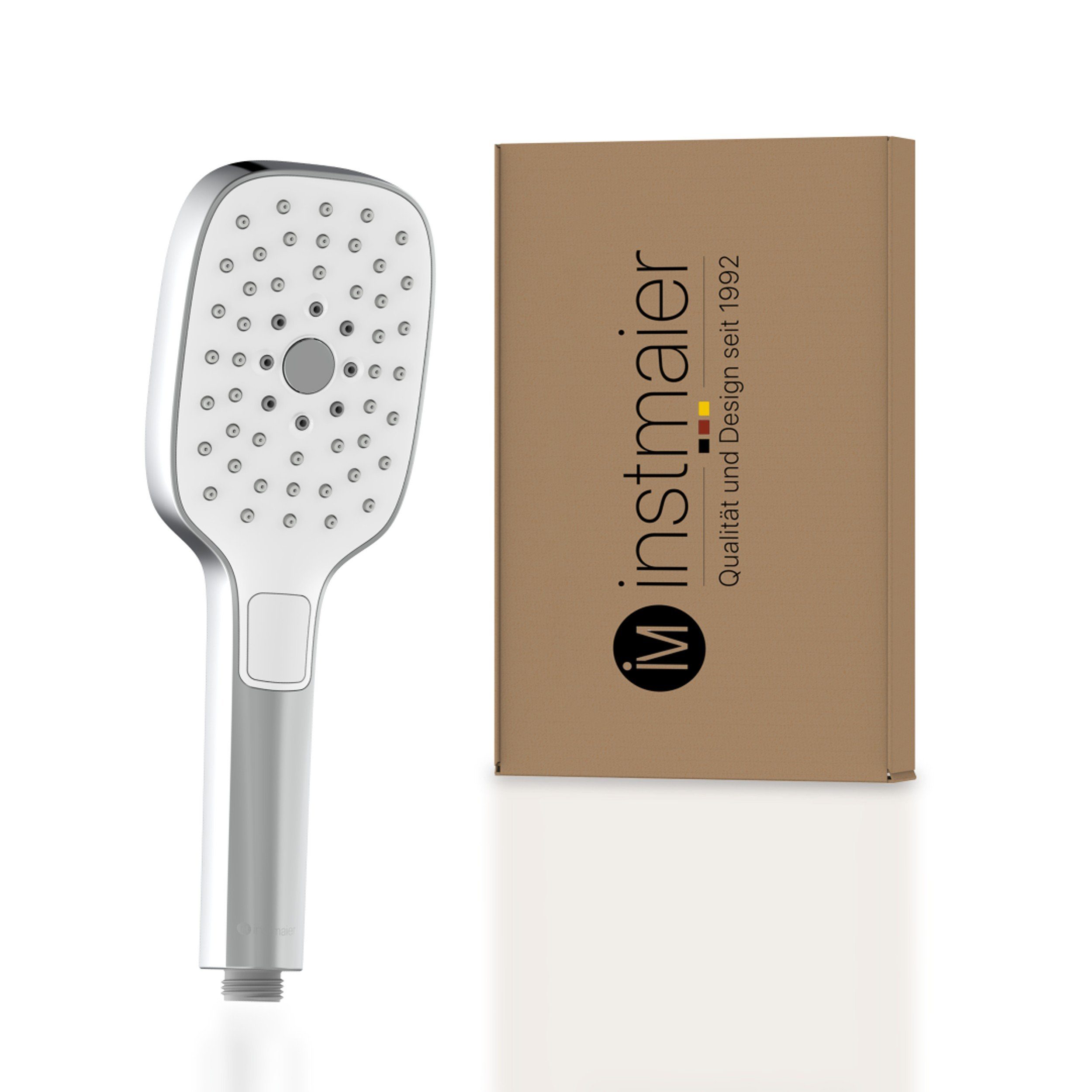 instmaier Handbrause, Duschbrause mit 3 Strahlarten, Wassersparend, Antikalk