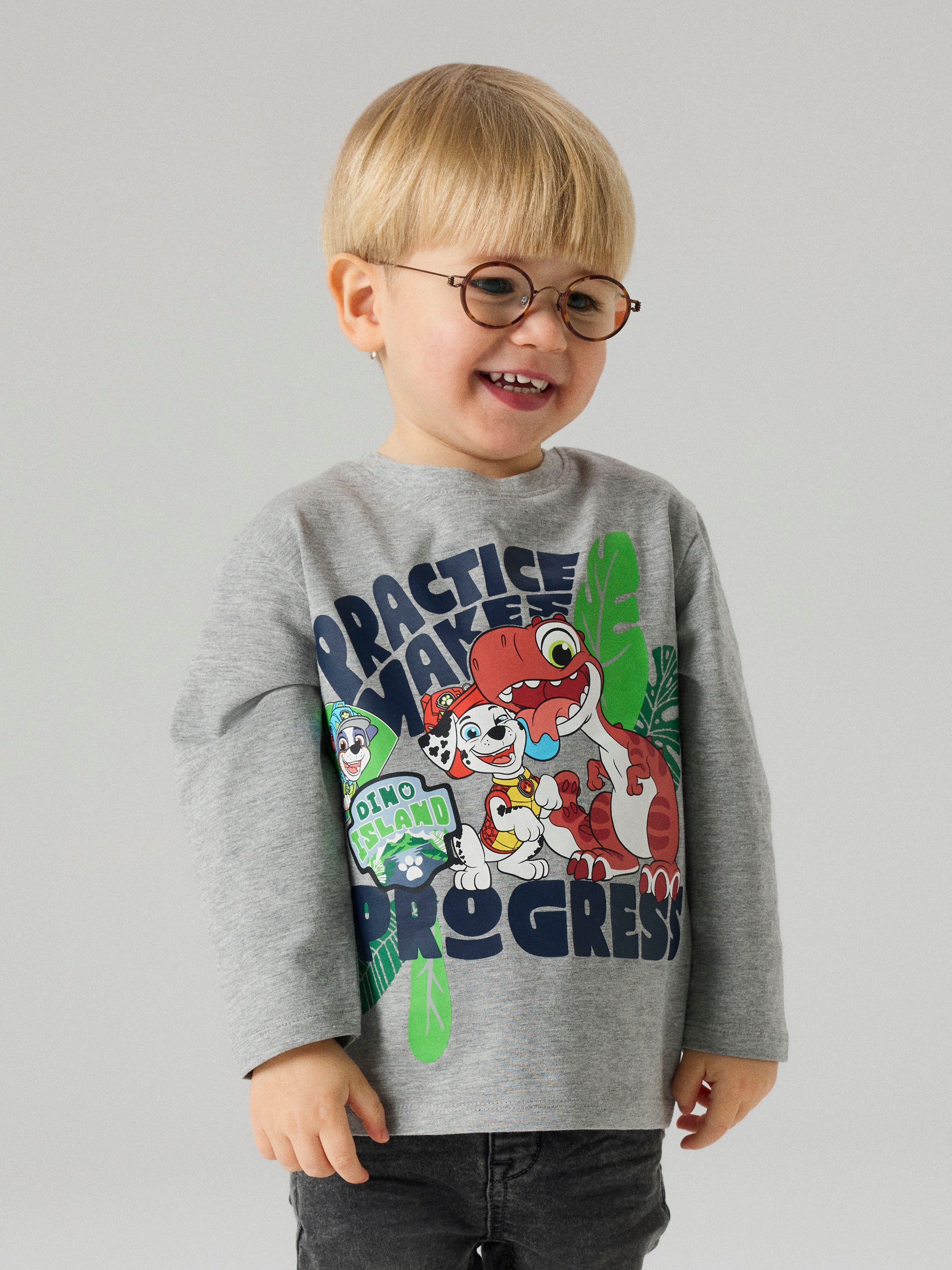 Name It T-Shirt NMMJIK PAW LS NREG TOP BOX NOOS CPLGM Baumwollmischung, regular fit