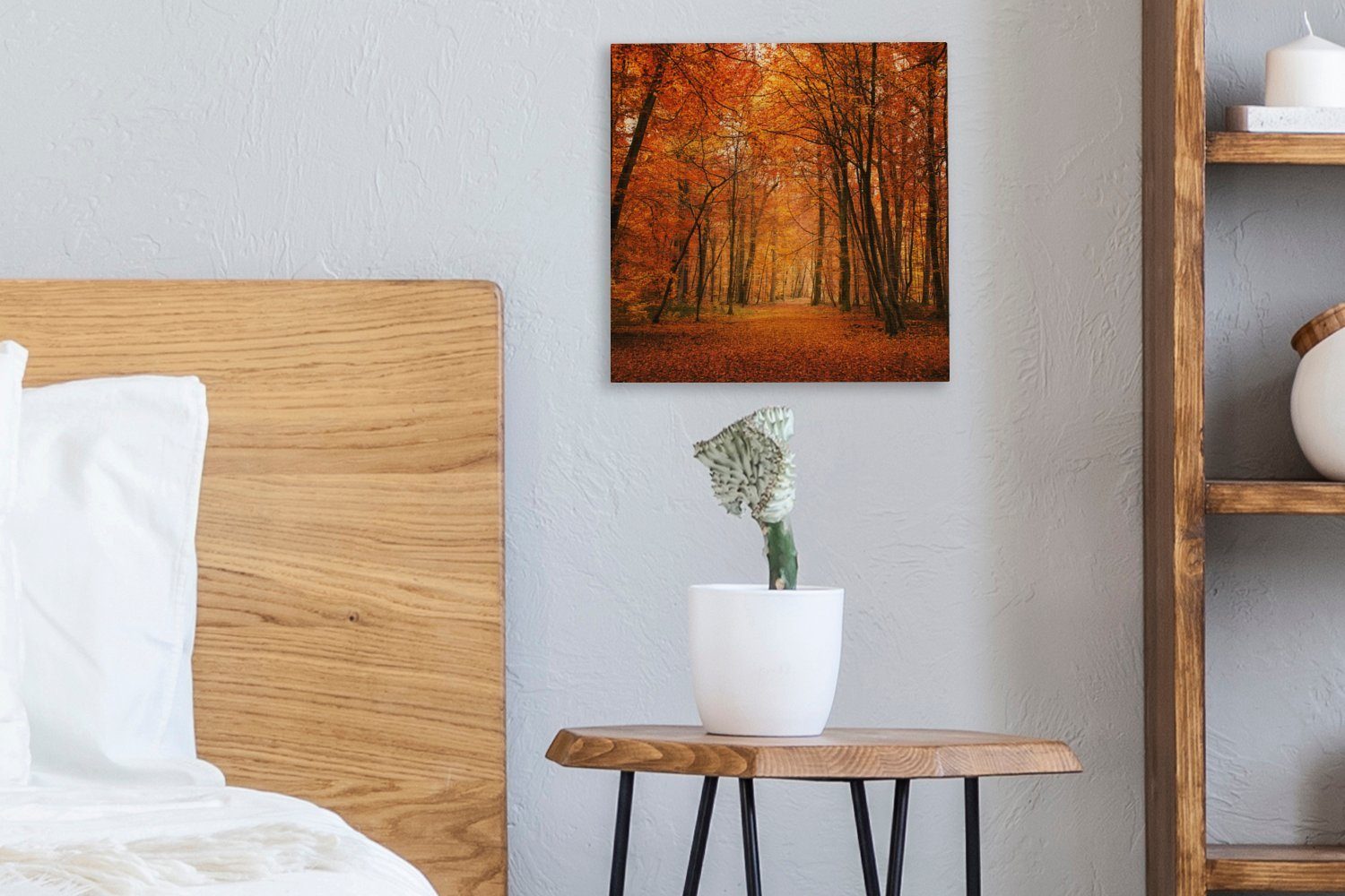 OneMillionCanvasses® Leinwandbild Ein Wald Leinwand Wohnzimmer Schlafzimmer Herbstfarben, St), Bilder für (1 mit
