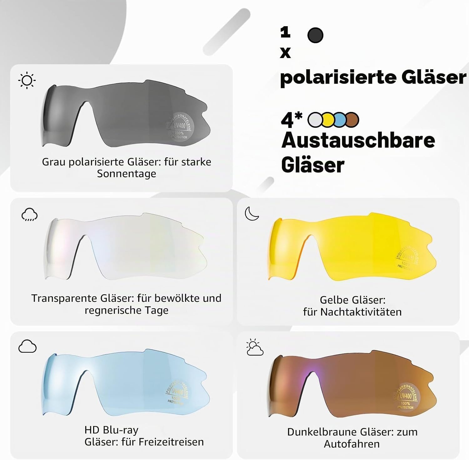 ROCKBROS Fahrradbrille Fahrradbrille mit 5 Wechselgläsern – Bild 3 von 5