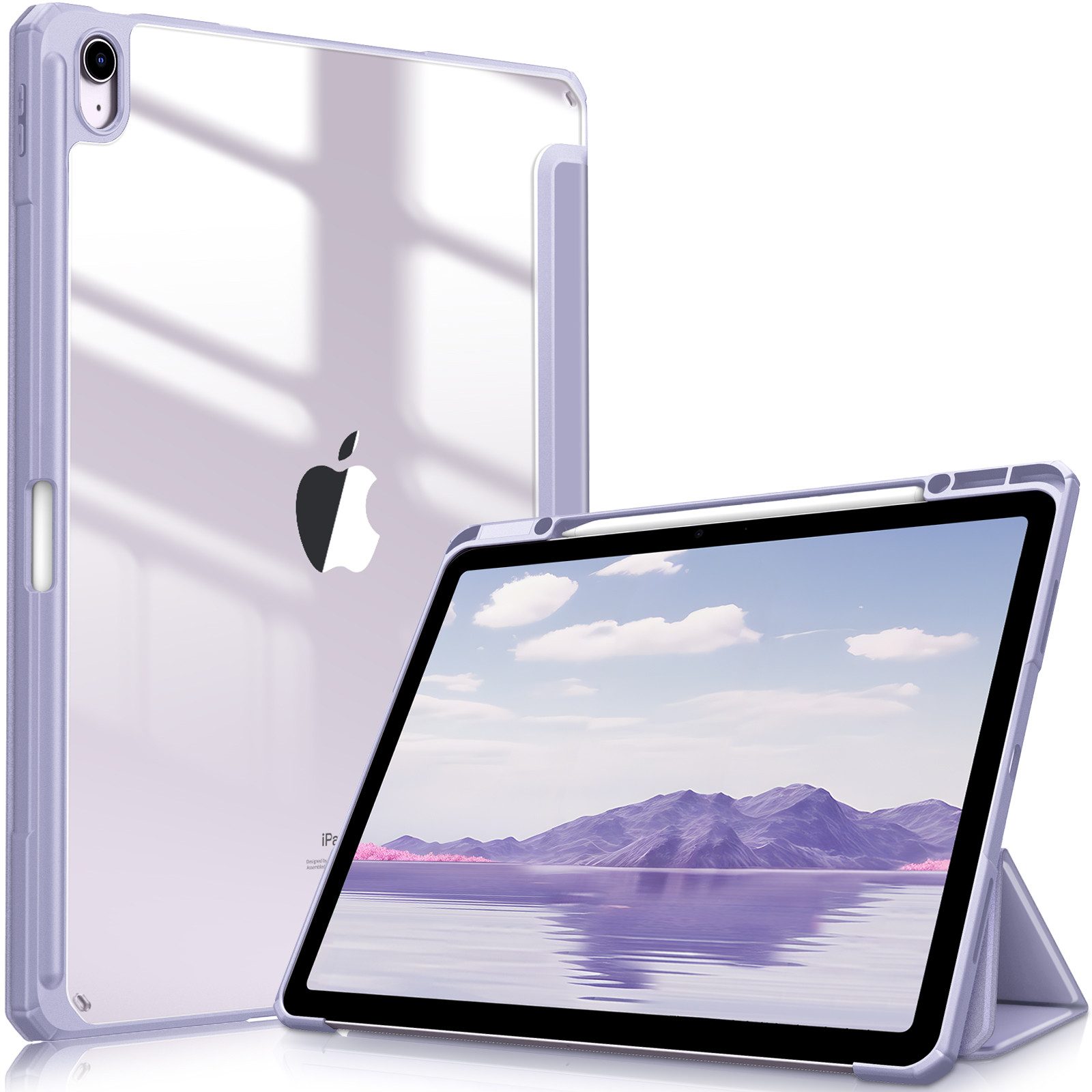 Fintie Tablet-Hülle für iPad Air 13 Zoll M4/M3/M2 (2026/2025/2024) mit Stifthalter, Stoßfeste Hybrid Case mit transparenter Hartschale auf der Rückseite