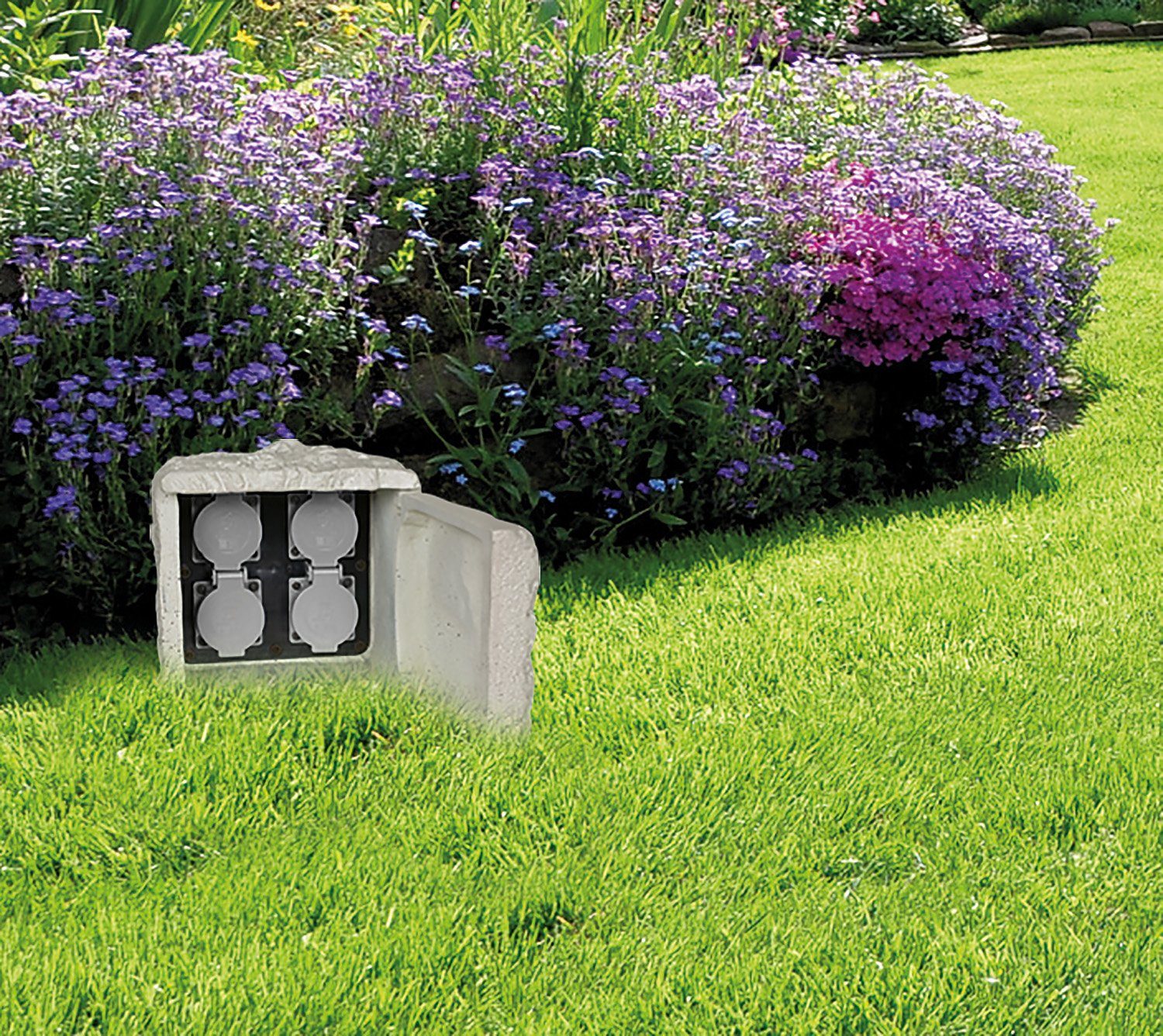 näve Gartensteckdose Roccus, 1-St., max. Leistung: 3600W, Kabellänge: 5m, Material: Kunststein/Polyresin