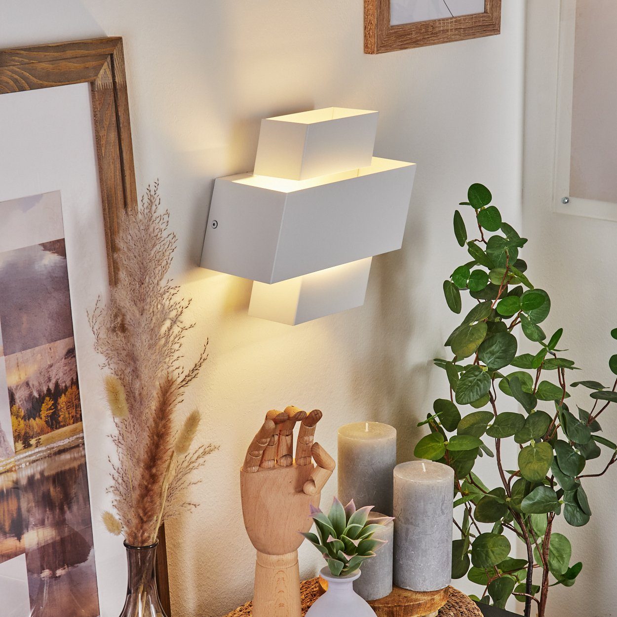 moderne Wandlampe Leuchtmittel Weiß, aus ohne Metall Wandleuchte hofstein »Treviglio« in