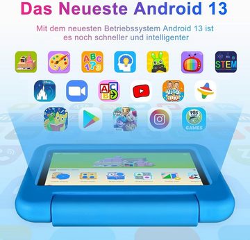 SEBBE DE-S21 Tablet (7", 64 GB, Android 13, mit Kinder Apps 3500mAh WLAN Kinder Bildung+Spiele Tablet mit Holster)