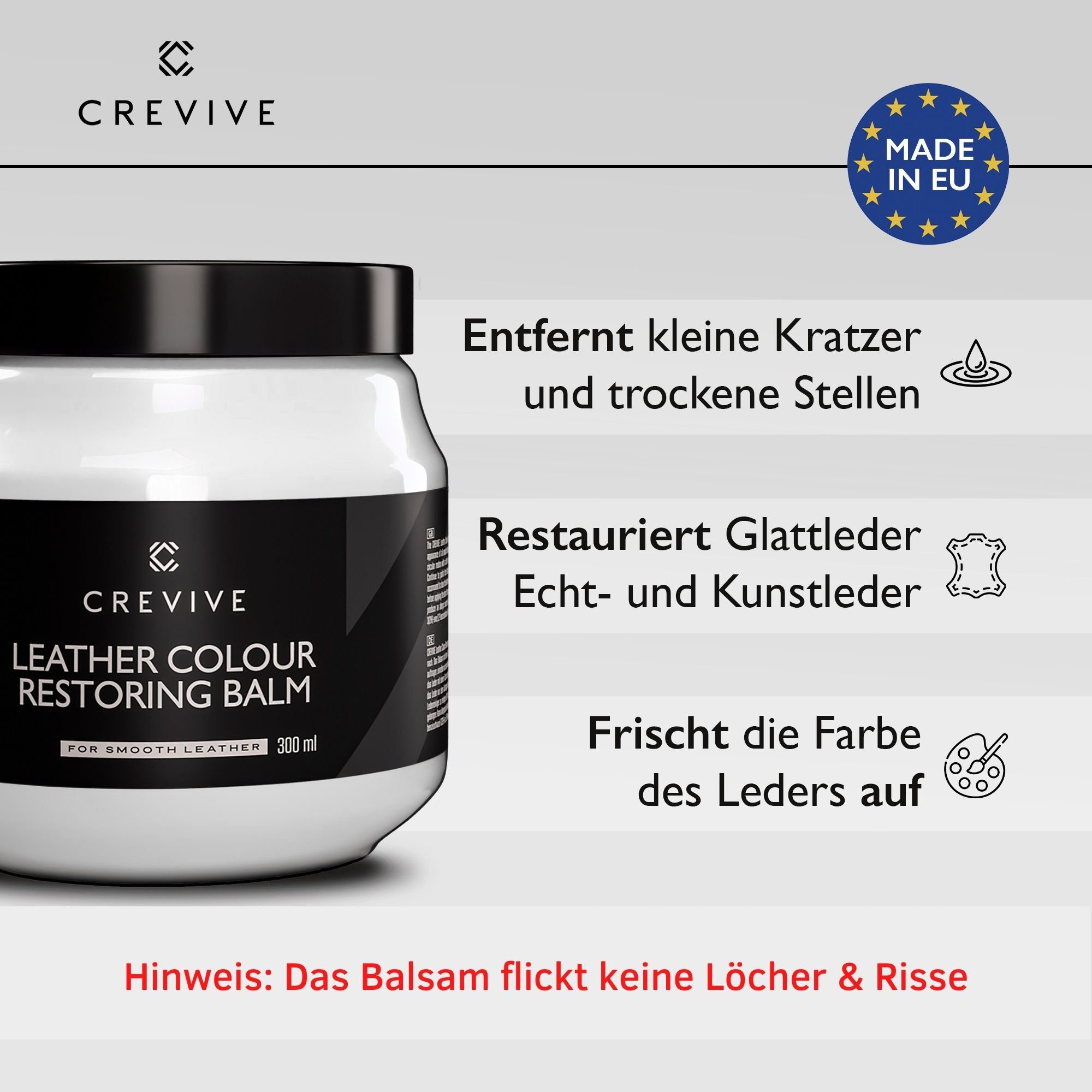 CREVIVE Lederpflege (1 St., Lederreparatur, sehr ergiebig), 300 ml Leder Reparatur, Lederreparatur Auto, Sofa, Couch