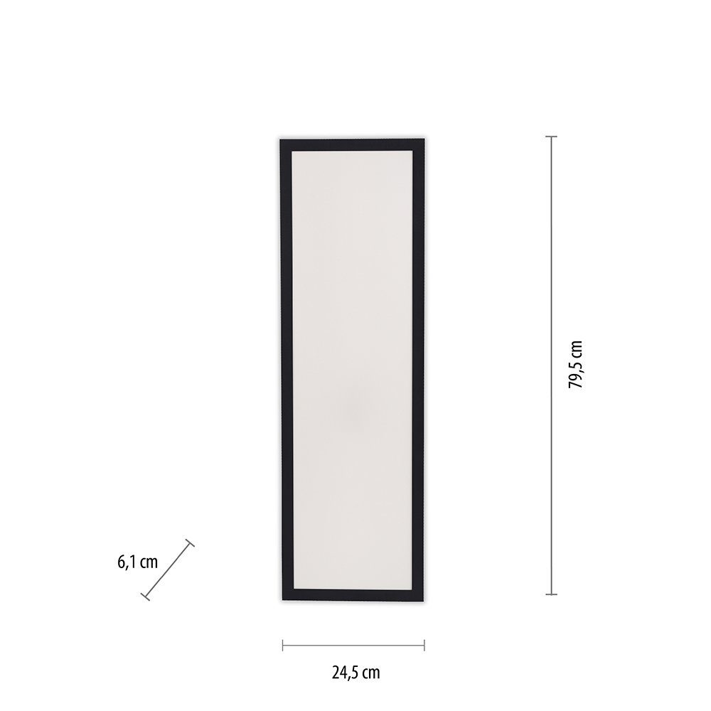 SellTec LED Deckenleuchte LED Deckenleuchte rechteckig sparsam warmweiß, 1xLED-Board/14W/3000K, Flat, Lichtfarbe, warmweiße Lichtfarbe 80x25cm, schwarz warmweiße Panel