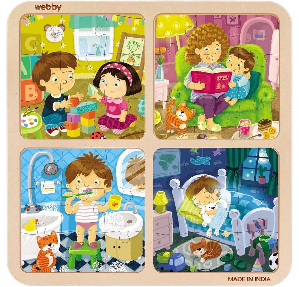 Webby Toys Puzzle 4 Holzpuzzles mit je 9 Teilen – insgesamt 36 Teile., 36 Puzzleteile, Sicheres, umweltfreundliches Holz für interaktives Spielen