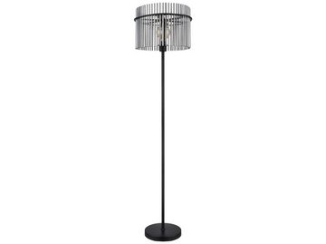 meineWunschleuchte LED Stehlampe, Dimmfunktion, LED wechselbar, warmweiß, ausgefallene Lampenschirm Rauch-glas stehend hinter Sofa Ecke, H 152cm