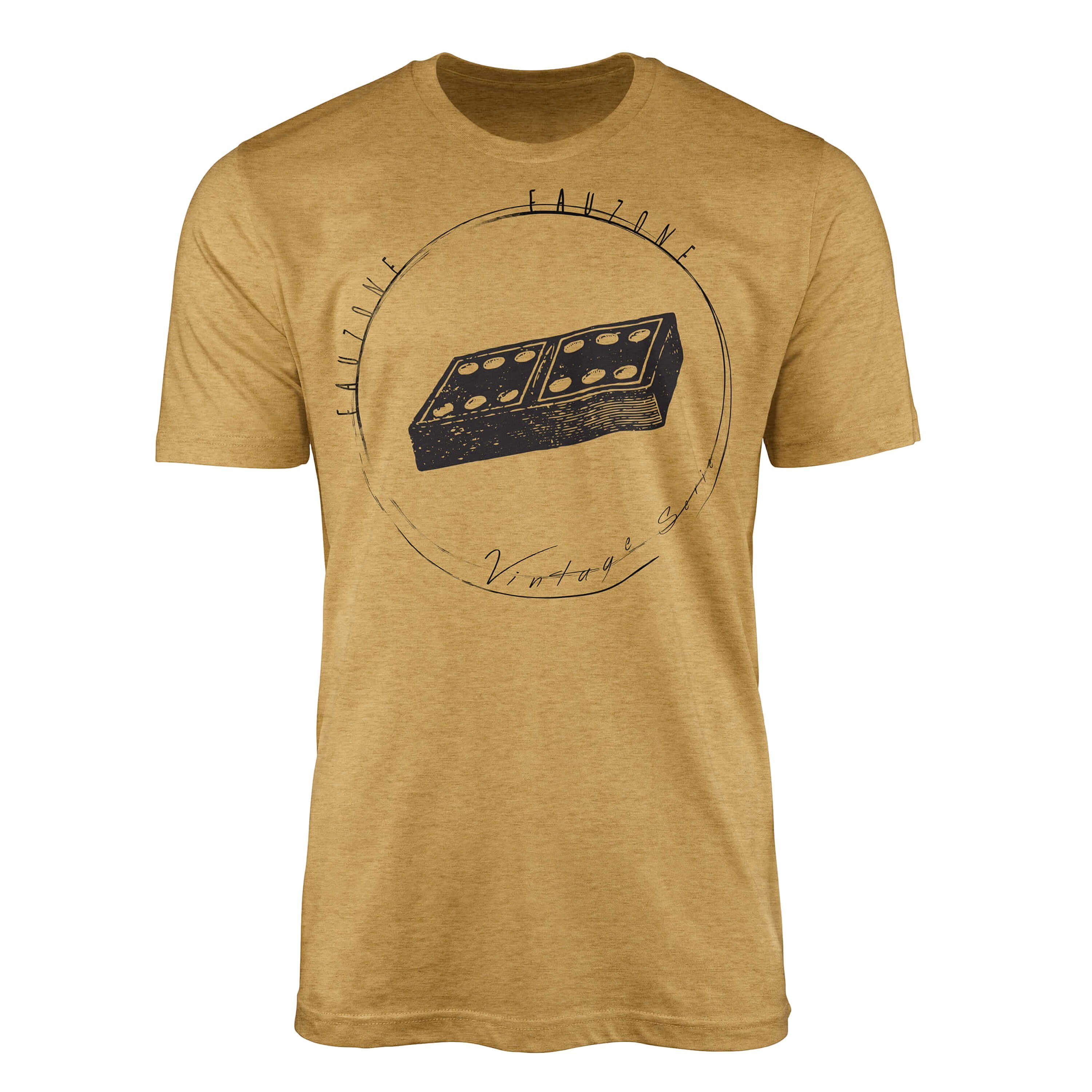 Sinus Art T-Shirt Vintage Herren Gold Dominostein T-Shirt Antique