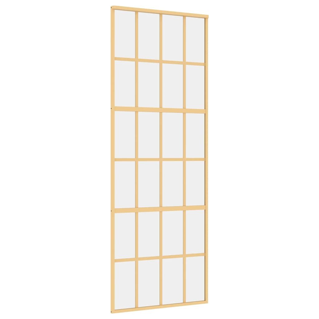 vidaXL Haustür Schiebetür Golden 76x205 cm ESG-Klarglas und Aluminium (1-St)