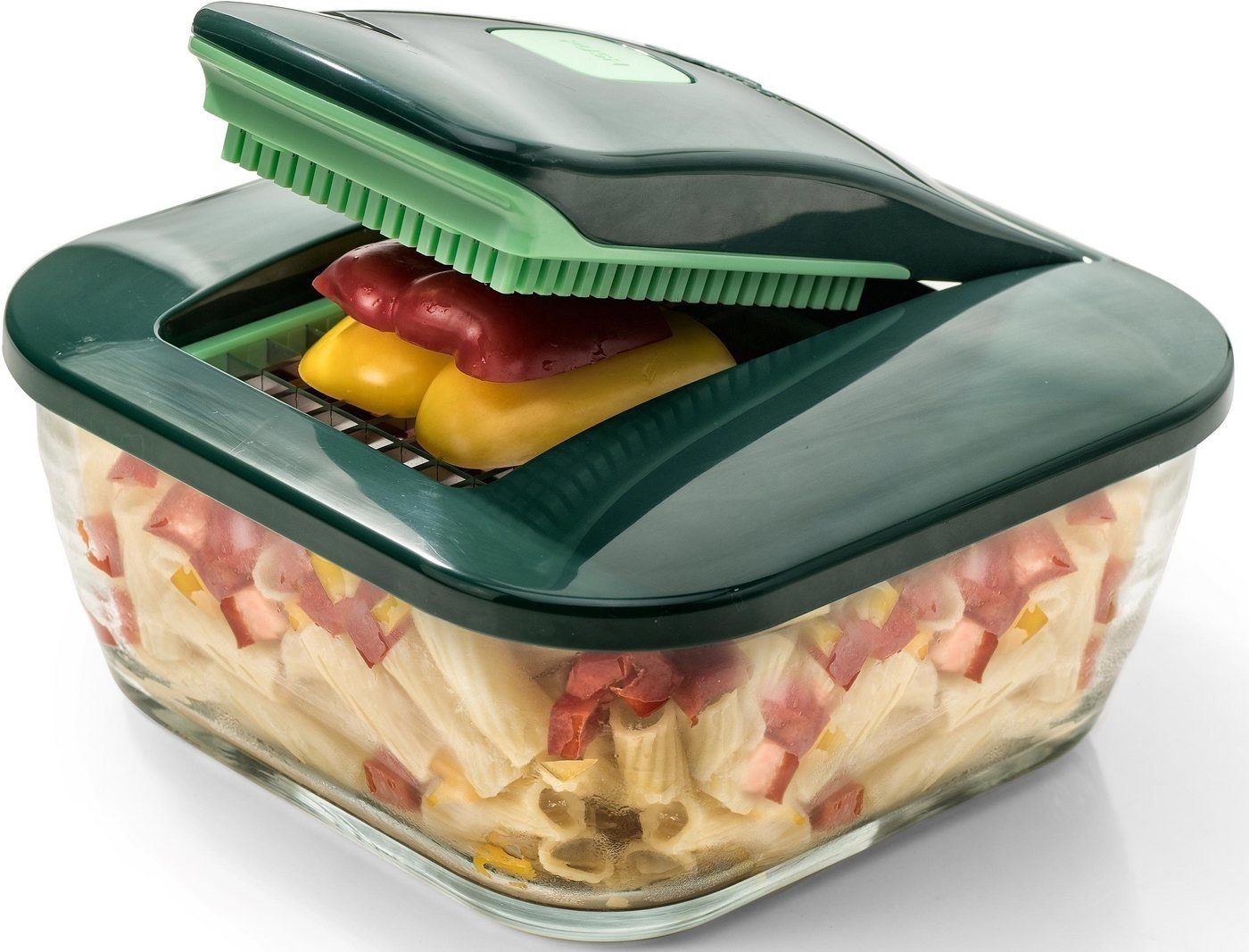 Genius Gemüsehobel Genius 9tlg. Set Nicer Dicer Chef Auffangbehälter,Frischhaltedeckel, Kunststoff, Edelstahl, (9-teiliges Gemüsehobel-Set)