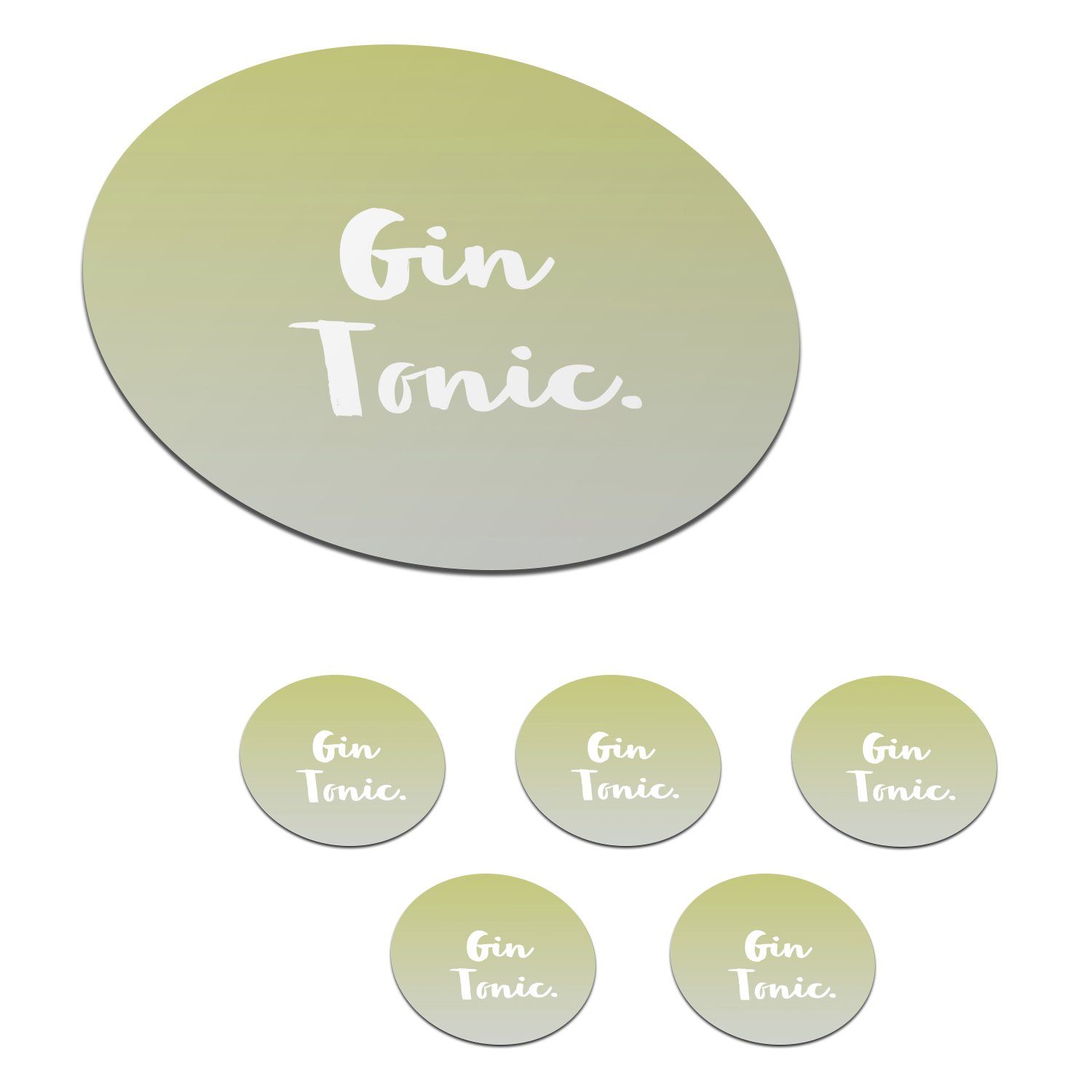 MuchoWow Glasuntersetzer Gin Tonic - Cocktails - Text - Zitate, Zubehör für Gläser, 6-tlg., Getränkeuntersetzer, Tassenuntersetzer, Korkuntersetzer, Tasse, Becher