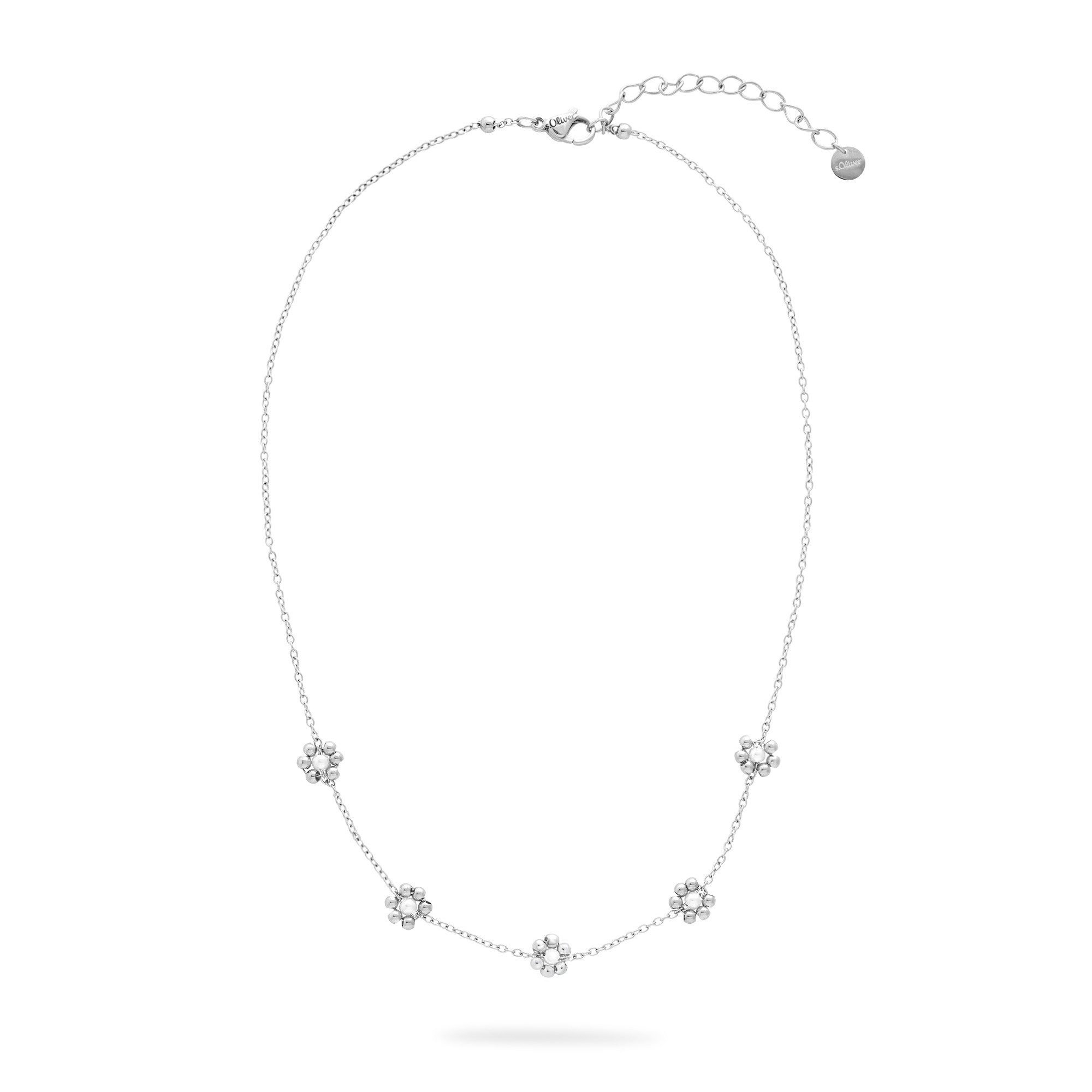 s.Oliver Kette mit Anhänger Flower, Blüten-Design, mit Perle (imitiert)