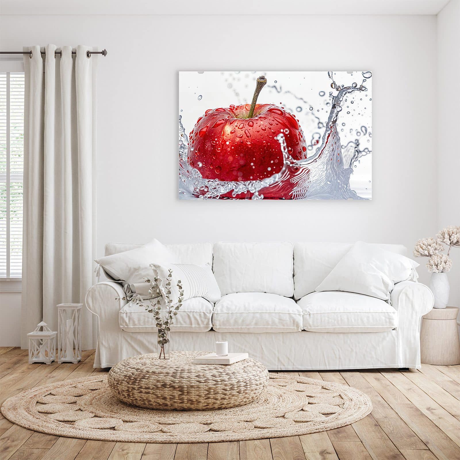 Primedeco Glasbild Wandbild Spritzender Apfel mit Aufhängung, Gewürze & Frü günstig online kaufen
