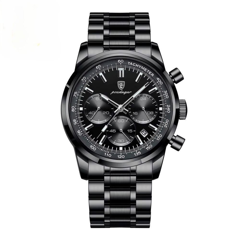 POEDAGAR Quarzuhr Poedagar Herren-Armbanduhr Chronograph Quarz Edelstahl 921