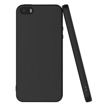 CoolGadget Handyhülle Black Series Handy Hülle für Apple iPhone 5 / 5s / SE 4 Zoll, Edle Silikon Schlicht Robust Schutzhülle für iPhone 5 / 5s / SE Hülle