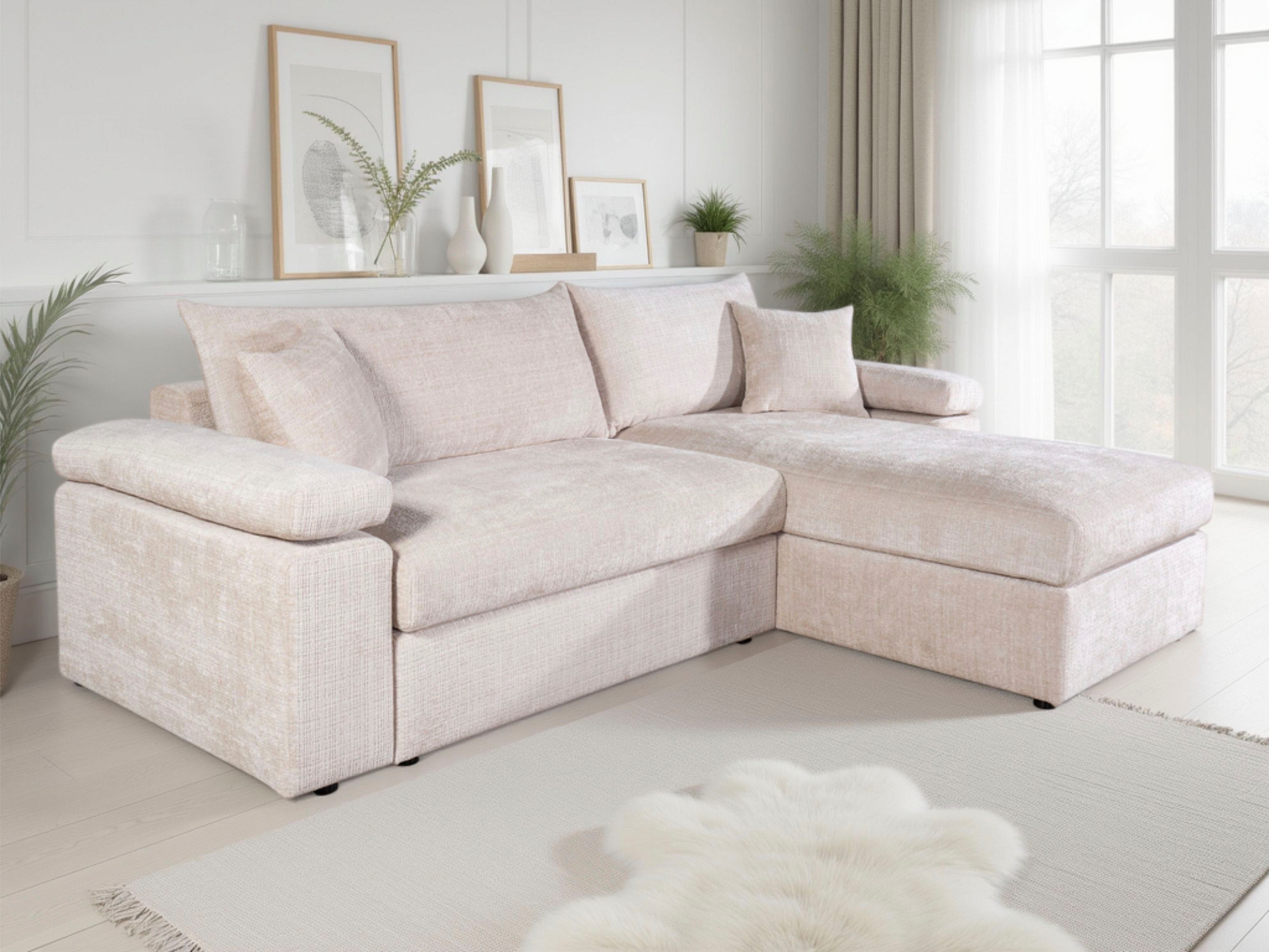 OTTO home Ecksofa Cosy L-Form, B: 234 cm, Sitzaufbau im Sandwich-Federkern, 2 Zierkissen, Mega-Sofa, Cord oder Struktur weich, Kaltschaumauflage