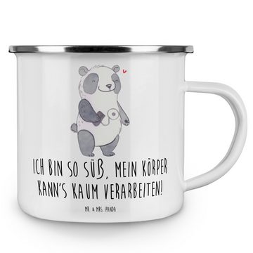 Mr. & Mrs. Panda Becher Panda Insulinpumpe - Weiß - Geschenk, Emaille Campingbecher, Diabetes, Emaille, Korrosionsbeständig