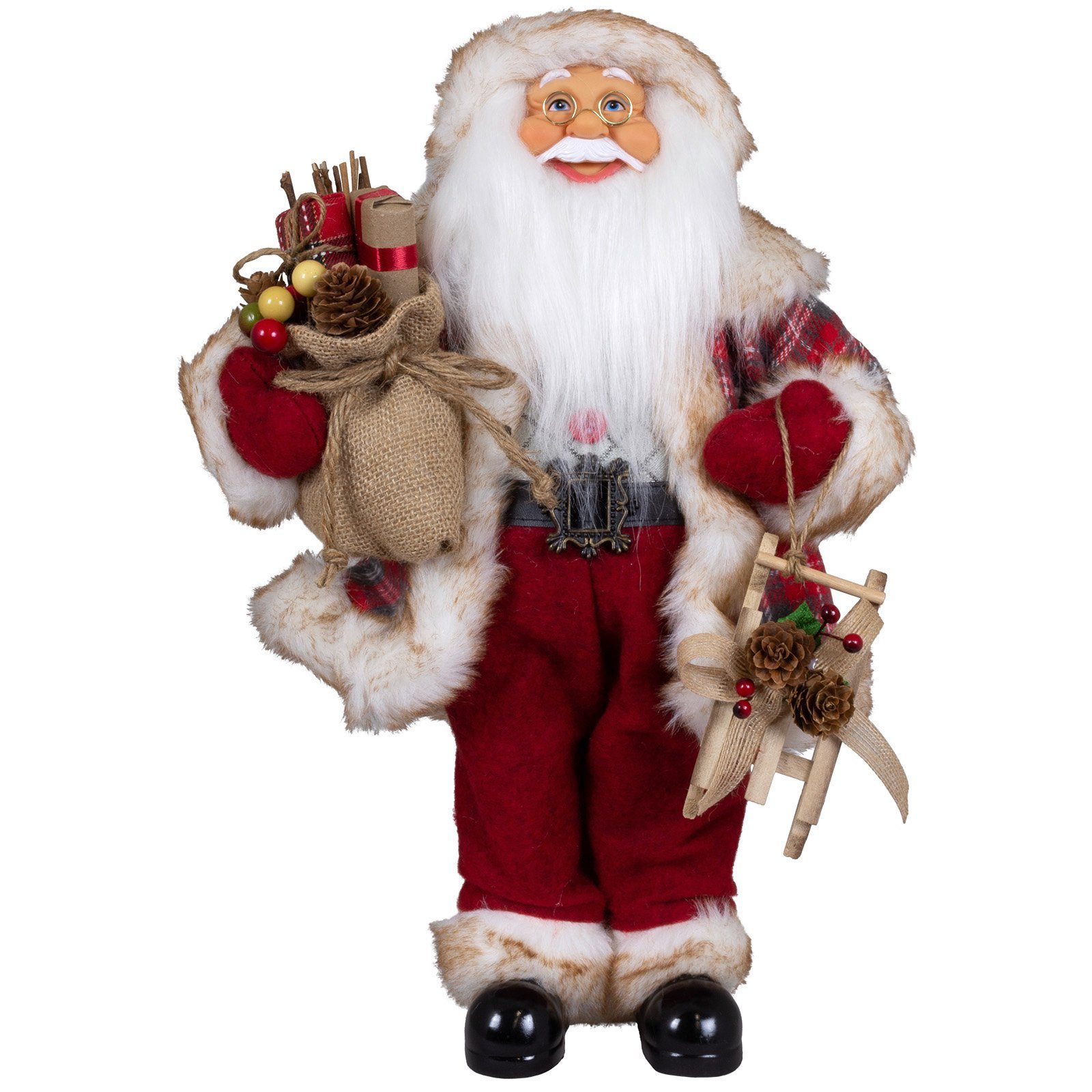 Christmas Paradise Weihnachtsmann Oscar, 4 Größen (30-80cm) (Deko Figur, 1 St), rot-kariert