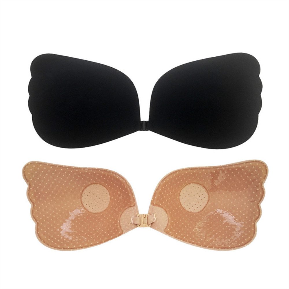 XDeer Klebe-BH Bonded BH trägerlos selbstklebend unsichtbar geflügelter Silikon BH für rückenfreie Kleider mit Nippelabdeckungen