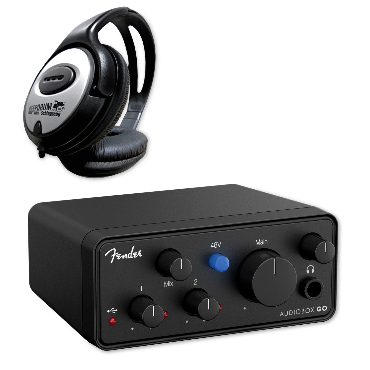 Fender Fender Audio-Interface AudioBox Go 2-Kanal mit Kopfhörer Digitales Aufnahmegerät (Vorteils-Set mit Kopfhörer)