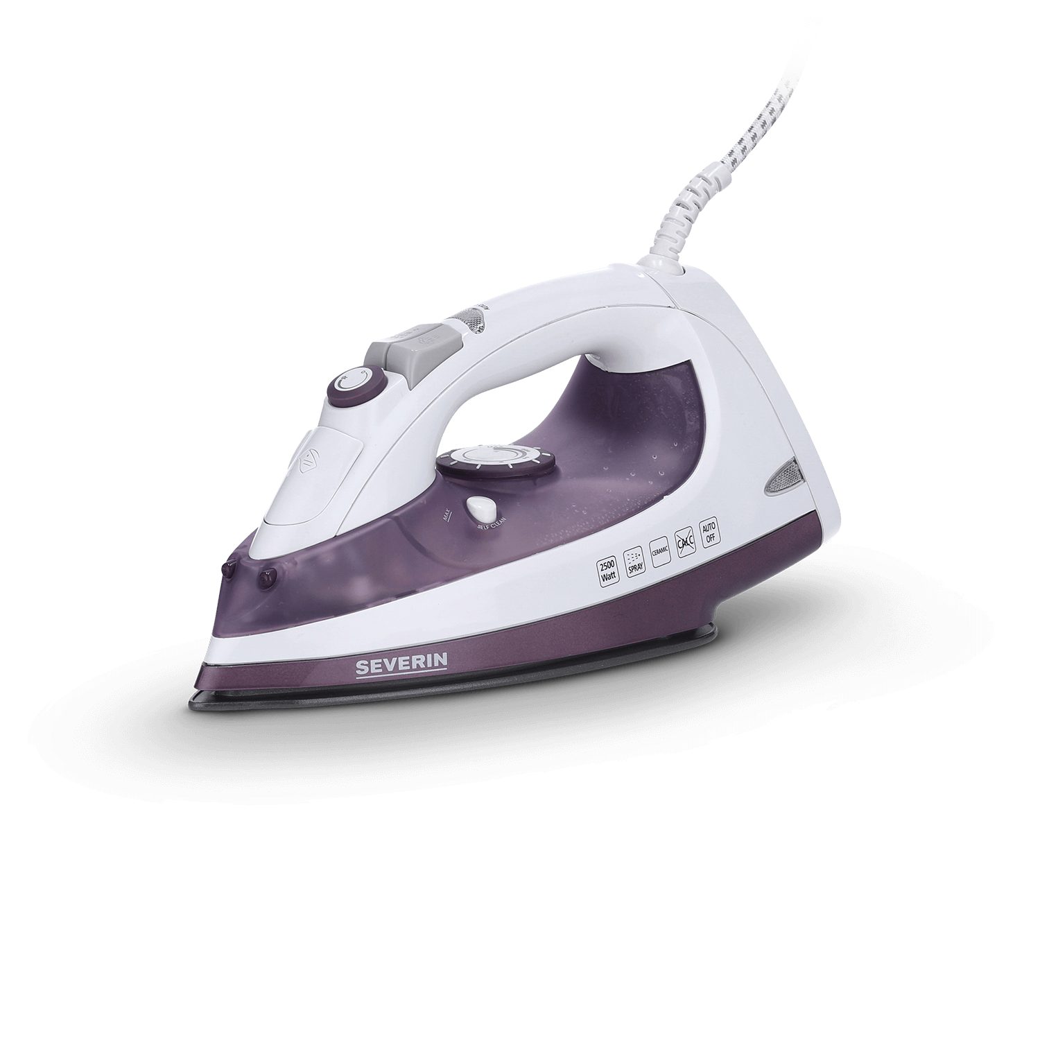 Severin Dampfbügeleisen BA 3210, 2500 W, keramikbeschichtete Bügelsohle Antihafteffekt, 70g/min Dampfstoß, lila