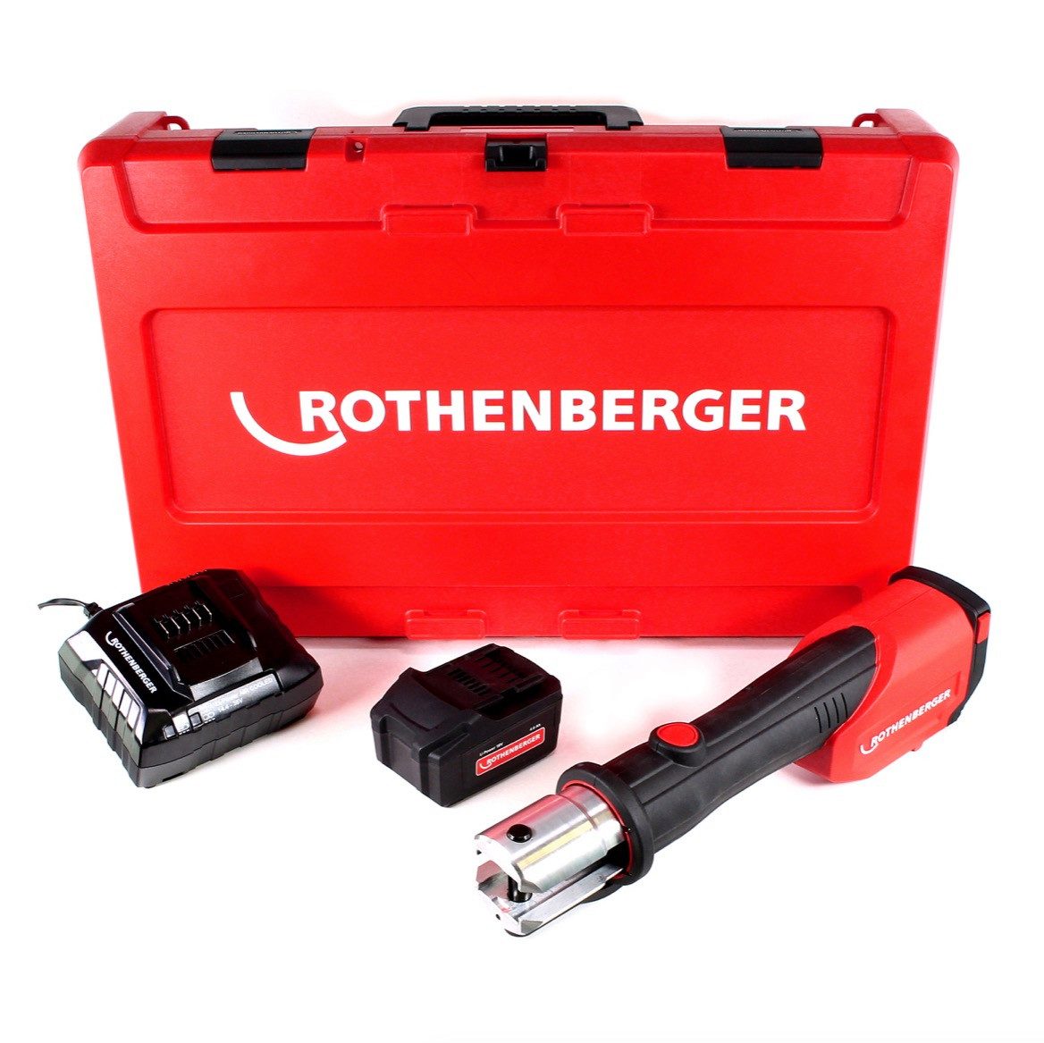 Rothenberger Werkstattpresse ROMAX 4000 Basic Set CAS Akku Pressmaschine 18 V 34 kN + 1x Akku 4,0