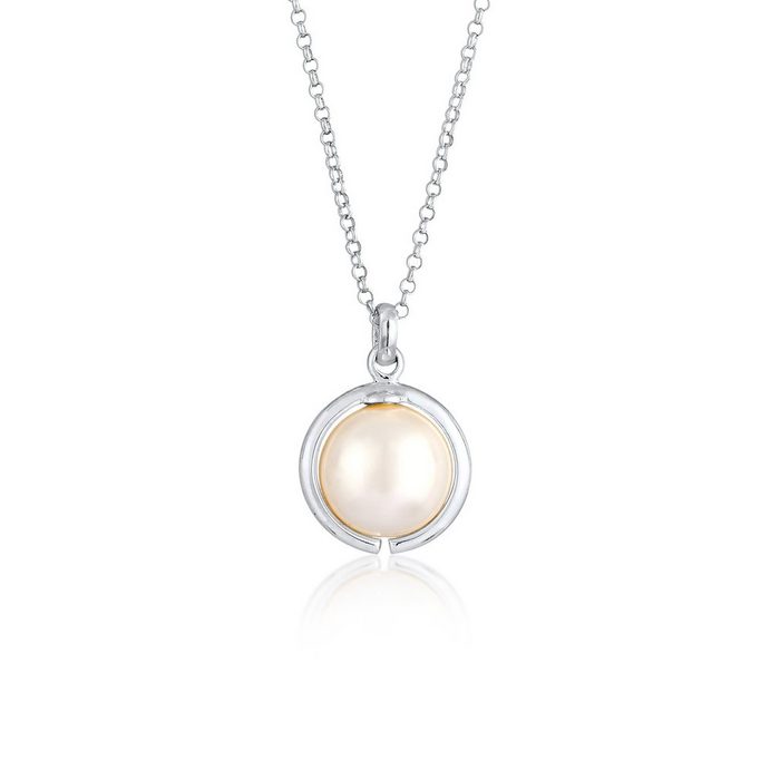 Elli Perlenkette Synthetische Perle Rund Klassik 925 Silber