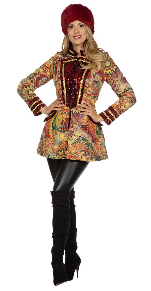 Karneval-Klamotten Kostüm Karnevalsgarde Damenjacke Gobelin Pailletten, Hochwertige Uniformjacke Sitzungskarneval Prunksitzung Partnerkostüm