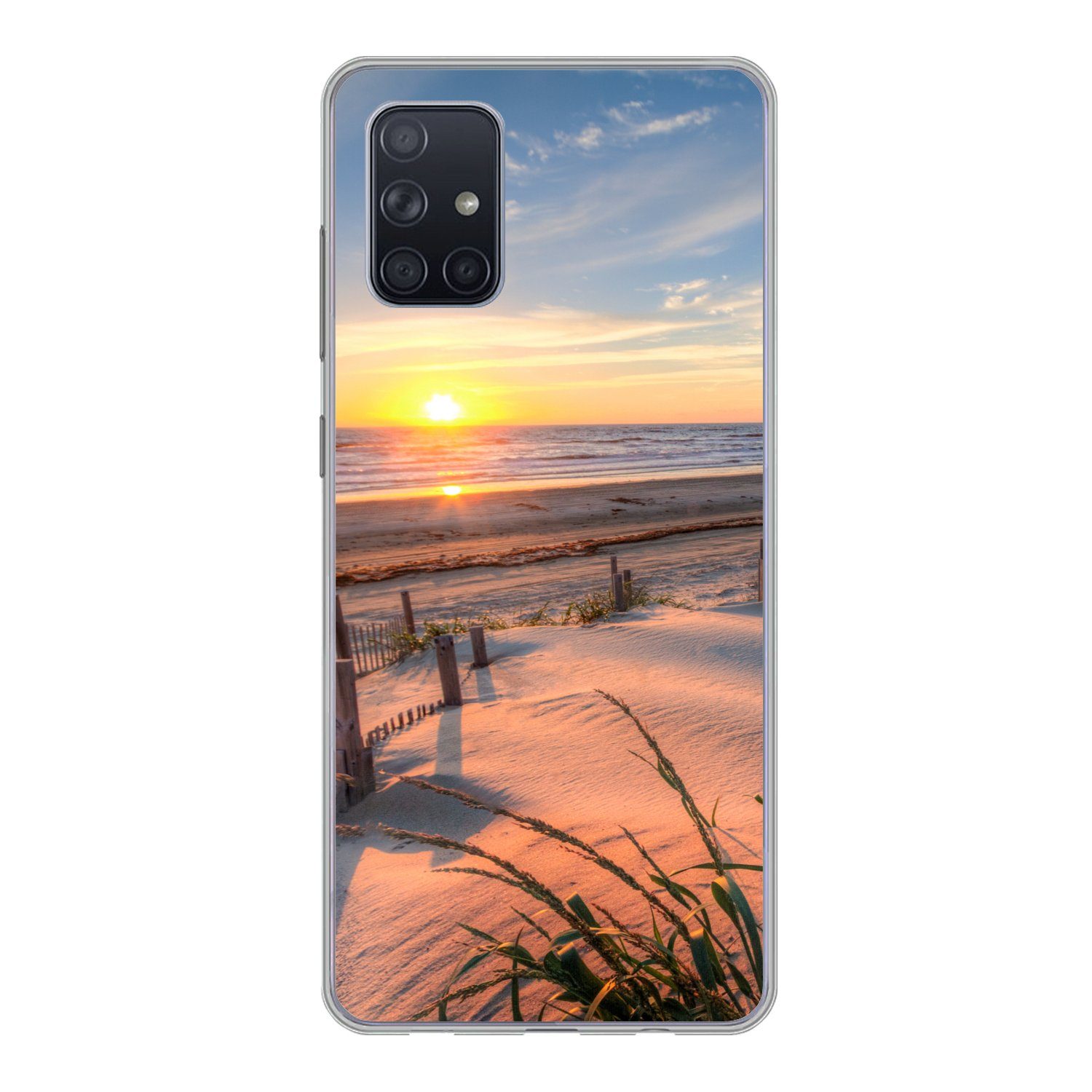 MuchoWow Handyhülle für Samsung Galaxy A51 Strand - Meer - Düne - Sonnenuntergang - Landsc, Smartphone-Bumper, Print, Handy Schutzhülle Dünn