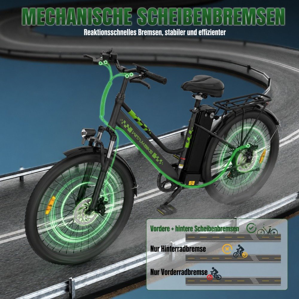 SSY E-Bike Elektrofahrrad für Erwachsene, Mittelmotor, (7-Gang Schaltung & LED Ausstattung), Drei Fahrmodi & 25km/h