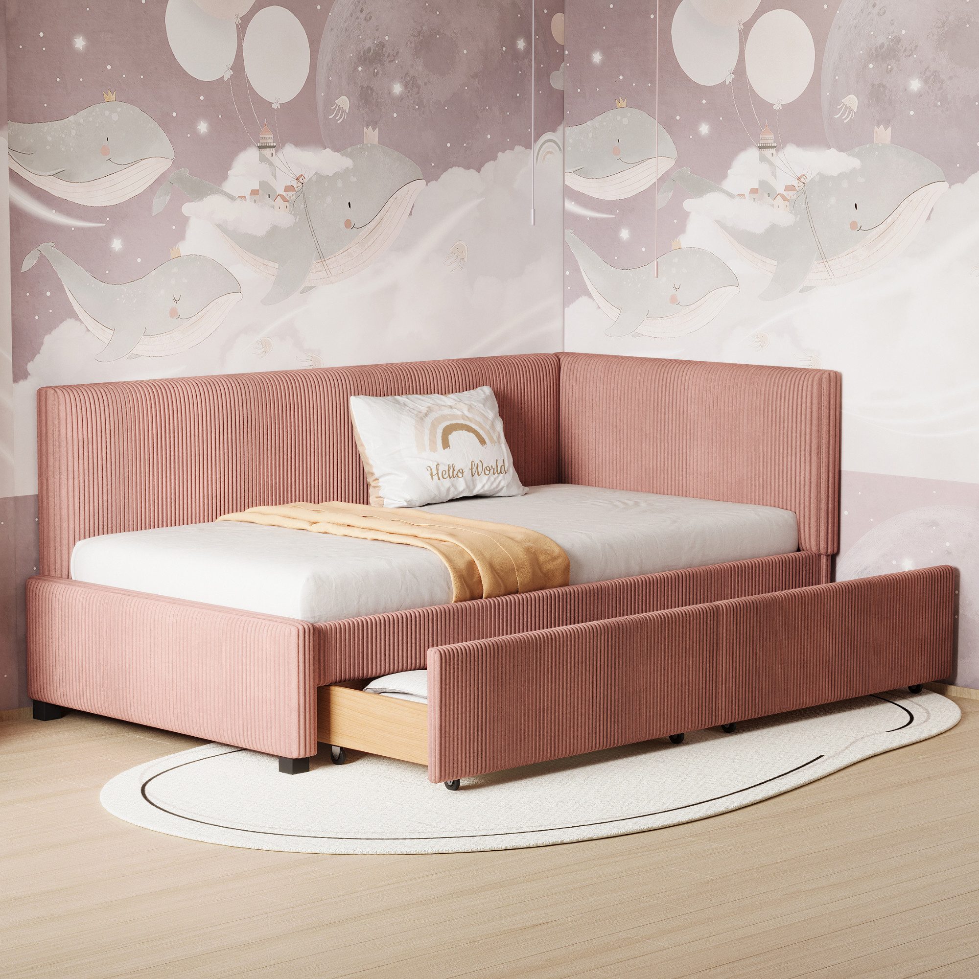 Merax Daybett (1 tlg), Polsterbett Schlafsofa 90x200cm mit Stauraumschublad günstig online kaufen